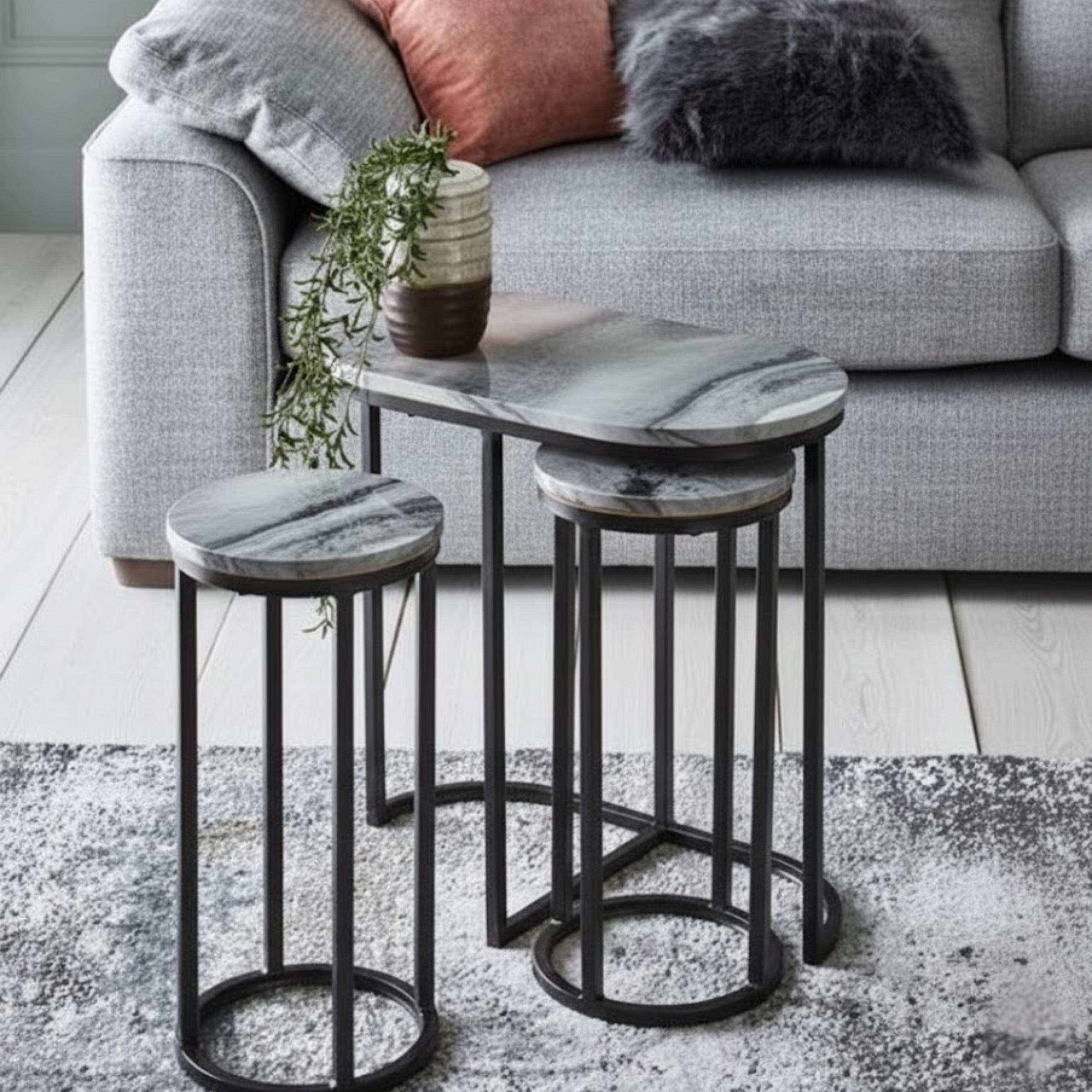 Silver Veil Nesting Tables — Set of Three — view 9
