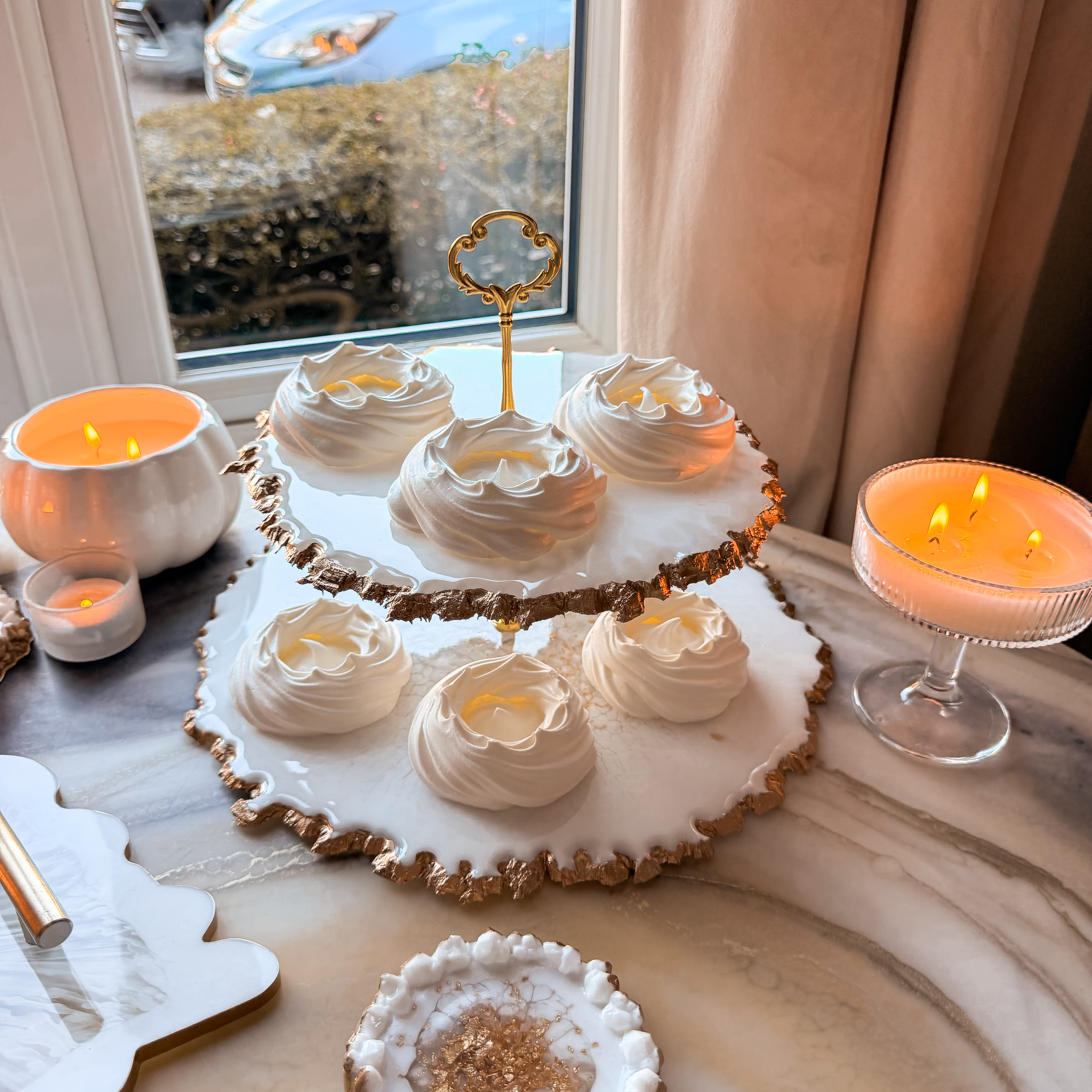 Ivory Veil Two-Tier Serving Stand — view 2
