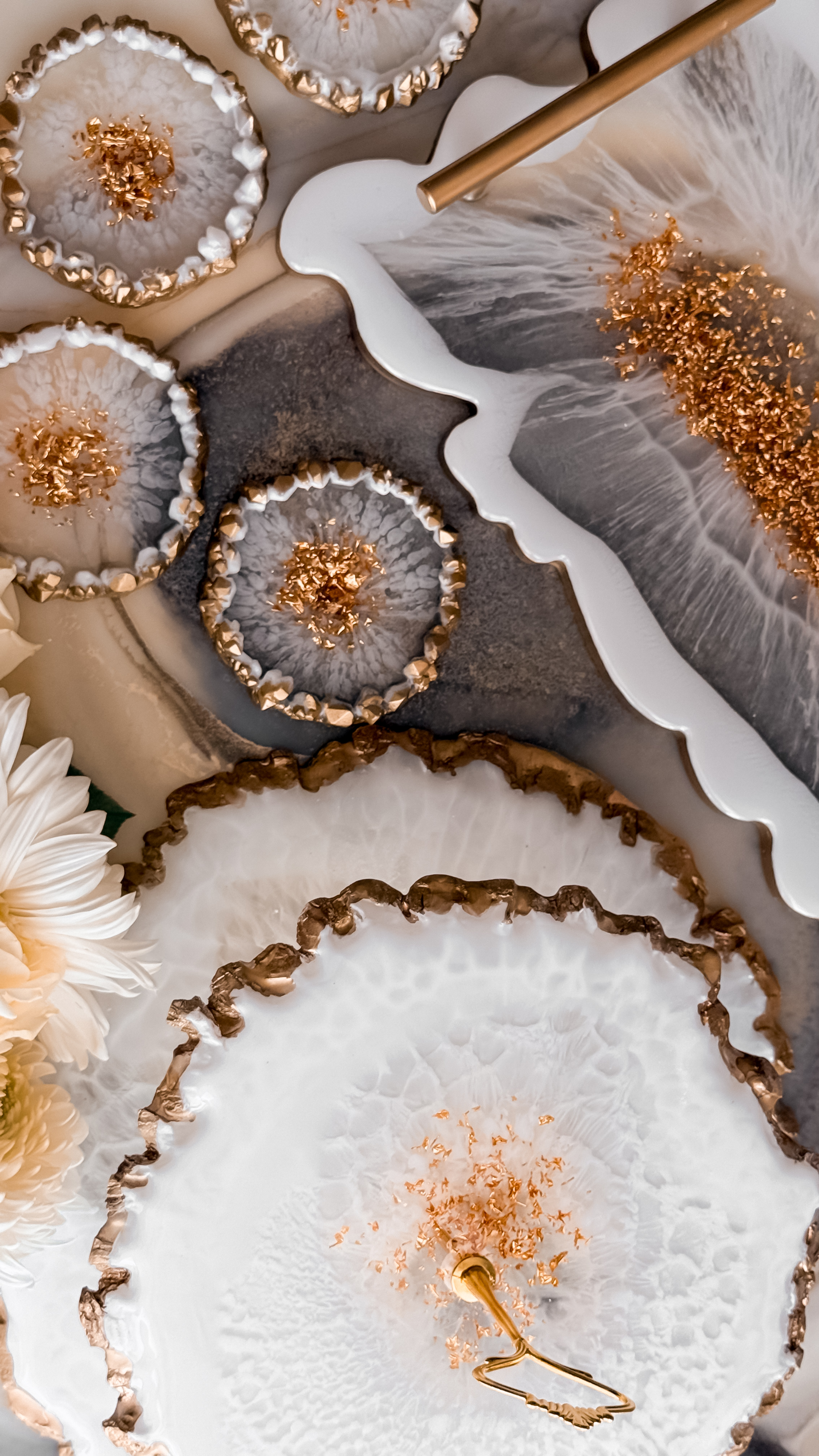 Ivory Veil Resin Coaster Set — view 1