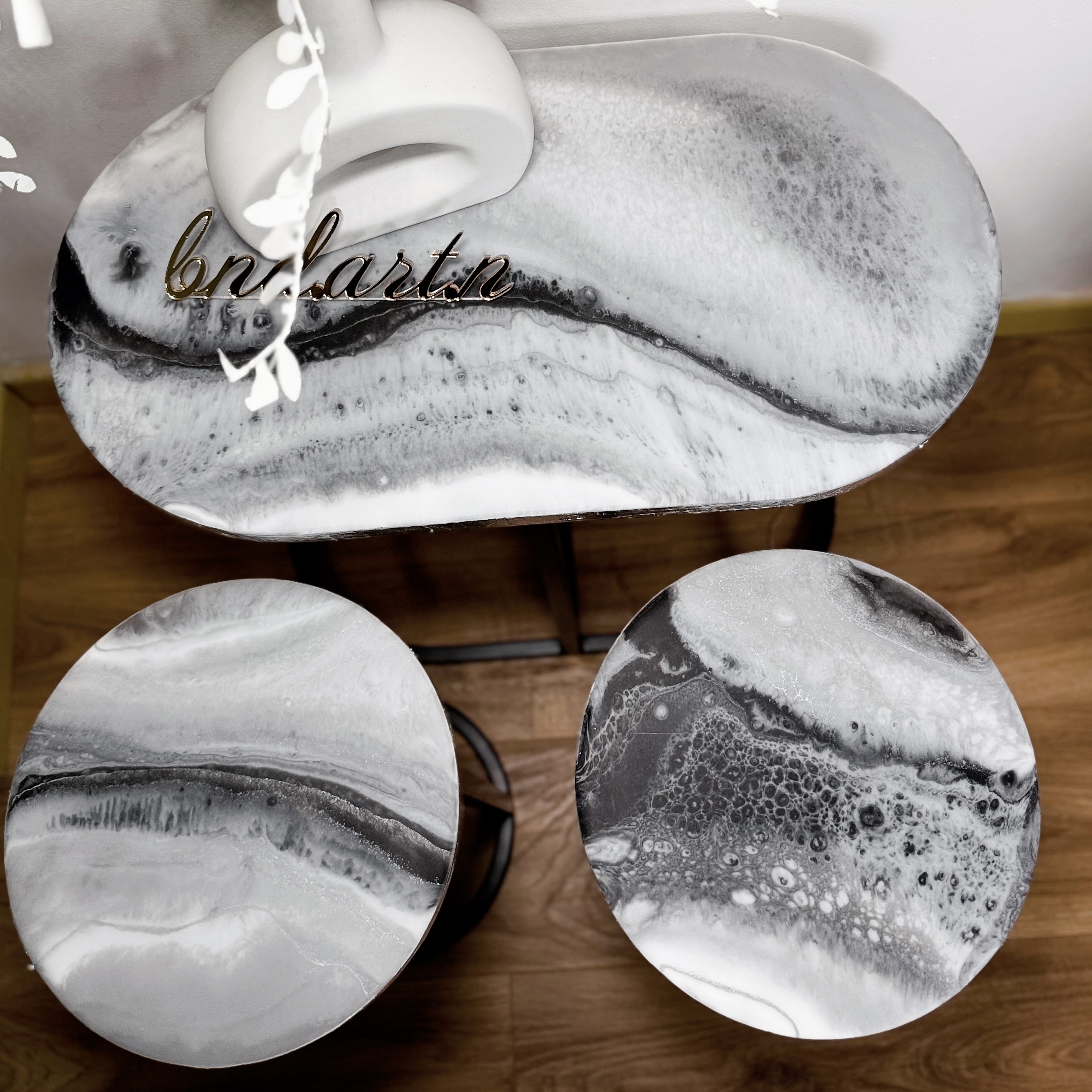Silver Veil Nesting Tables — Set of Three — view 7