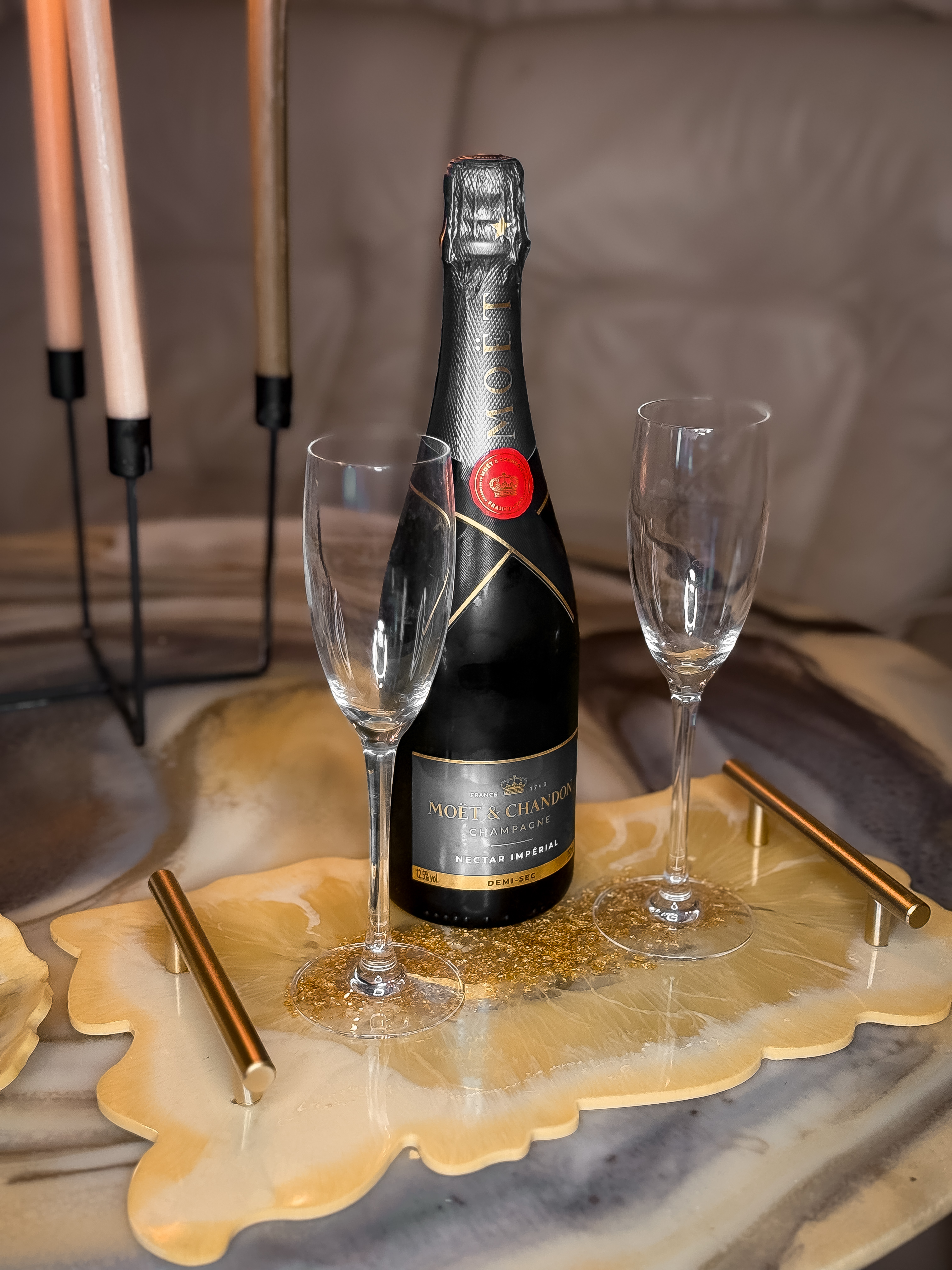 Champagne Bloom Resin Serving Tray — view 2