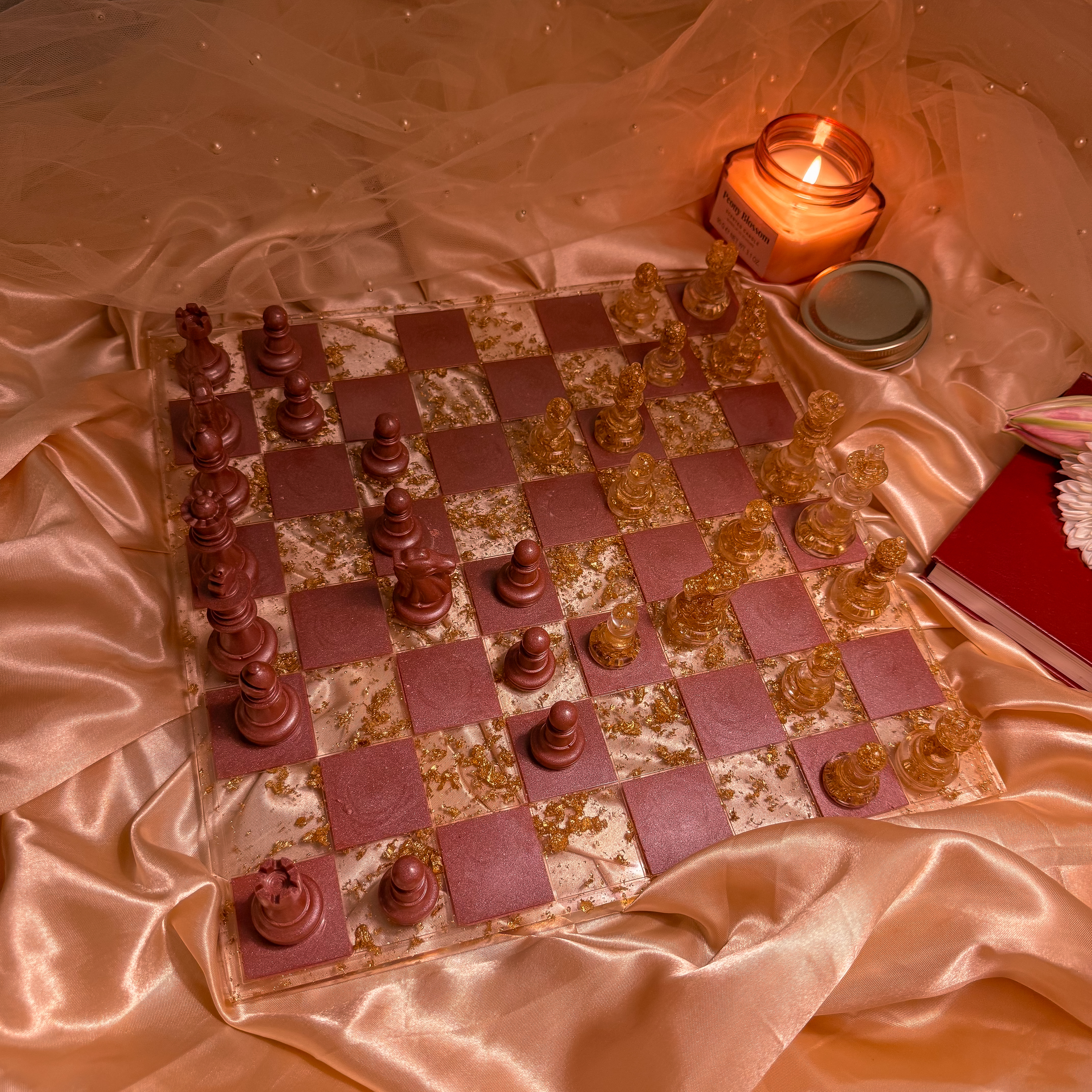 Burgundy Royale Resin Chess Set — view 2