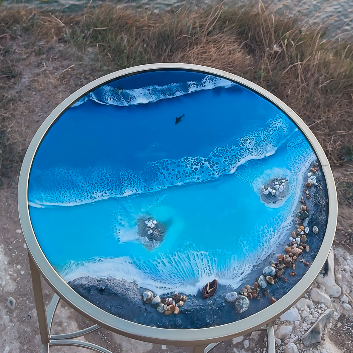 Azure Shore Resin Side Table — view 3