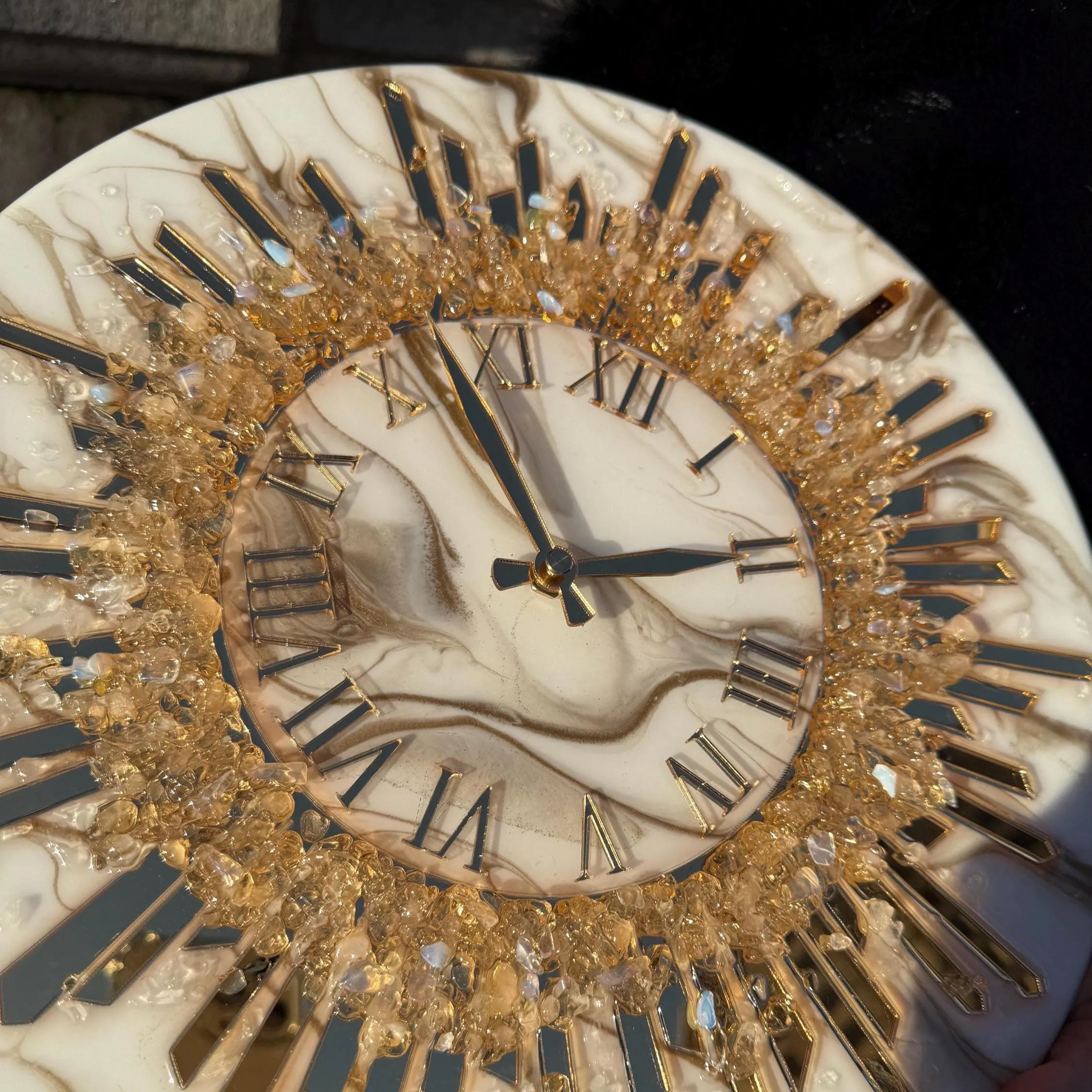 Golden Halo Geode Resin Wall Clock — view 2