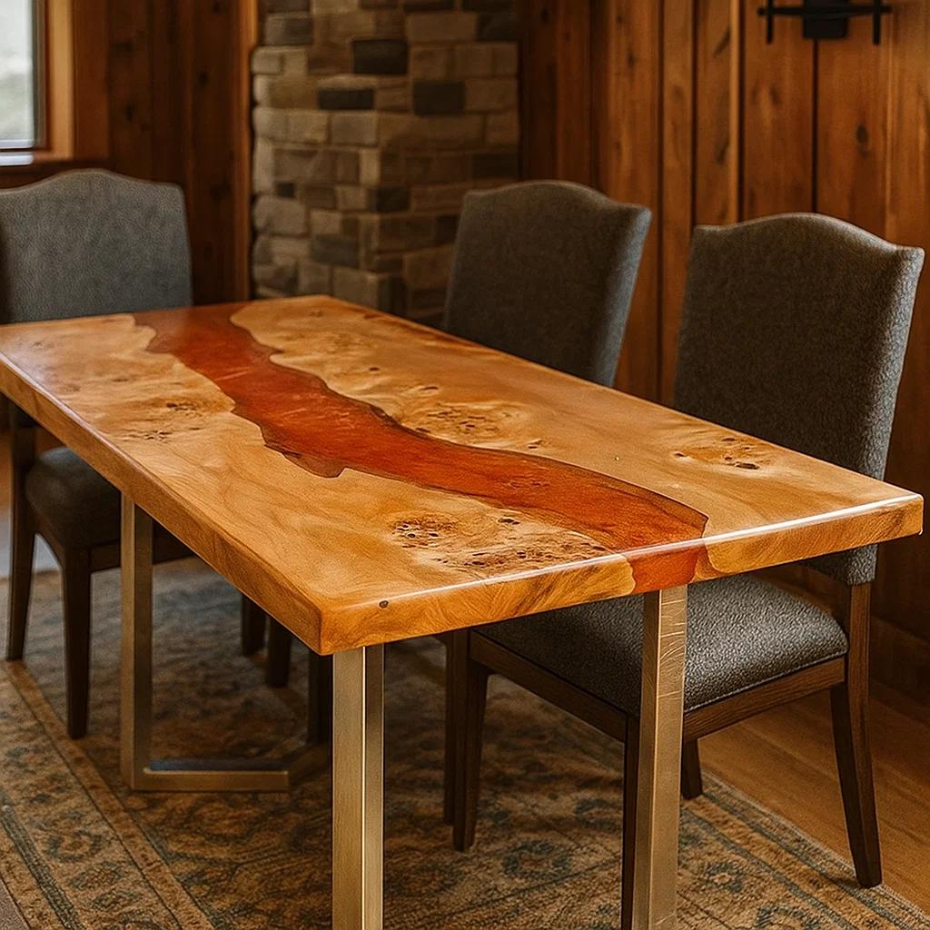 Amber River Poplar Burl Dining Table — view 2