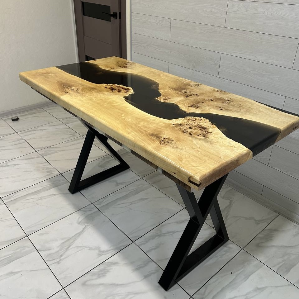 Noir River Wood & Resin Dining Table — view 3