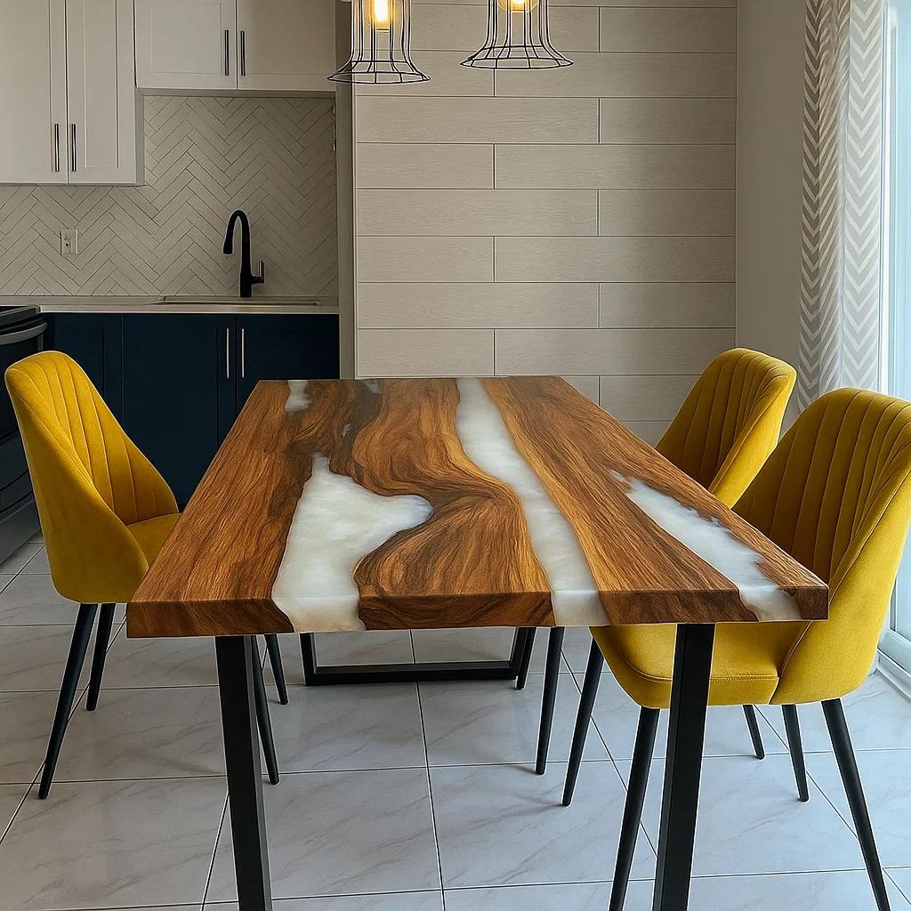 Handmade Wood & Epoxy Resin Dining Table — view 4