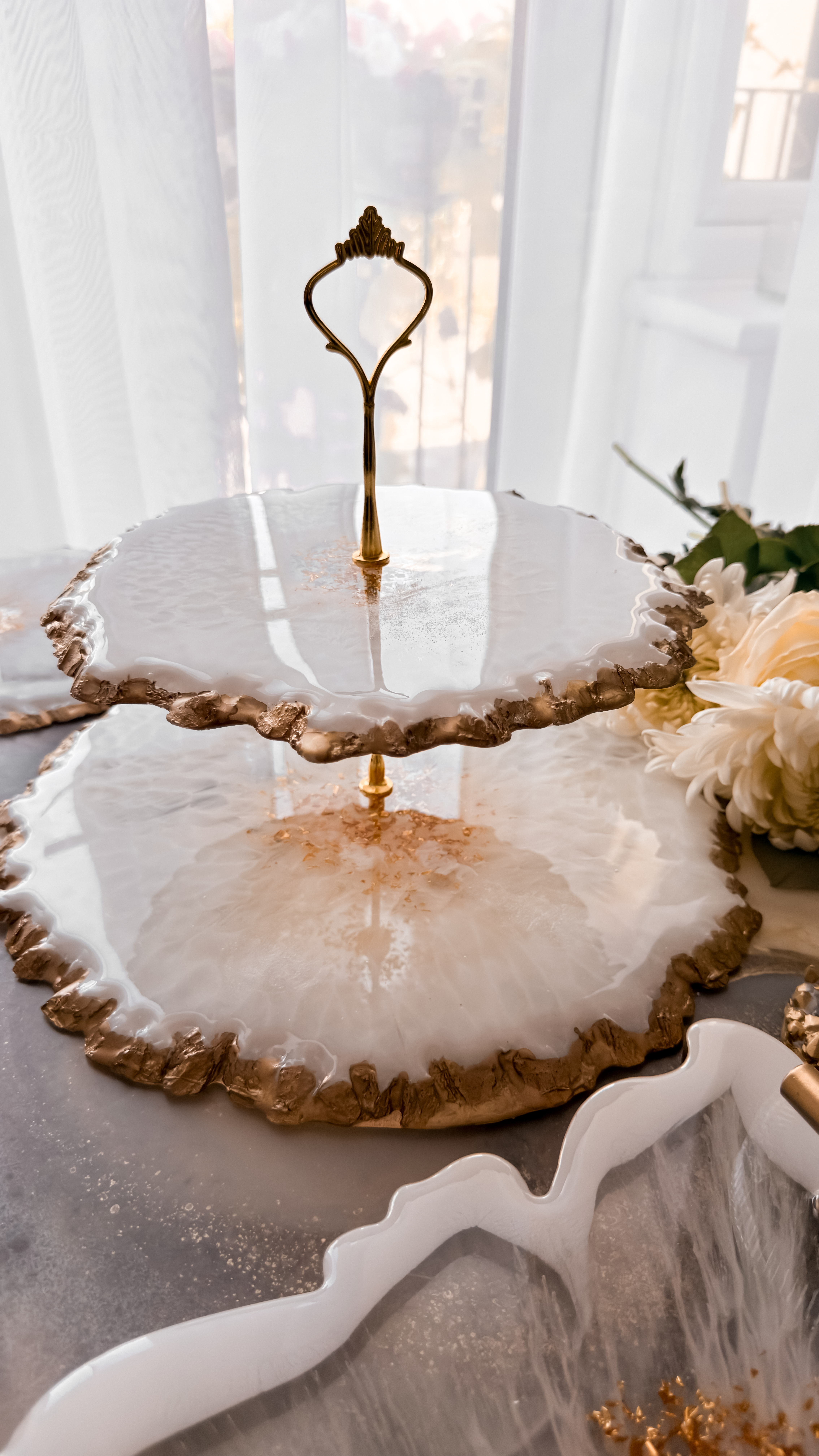 Ivory Veil Two-Tier Serving Stand — view 3
