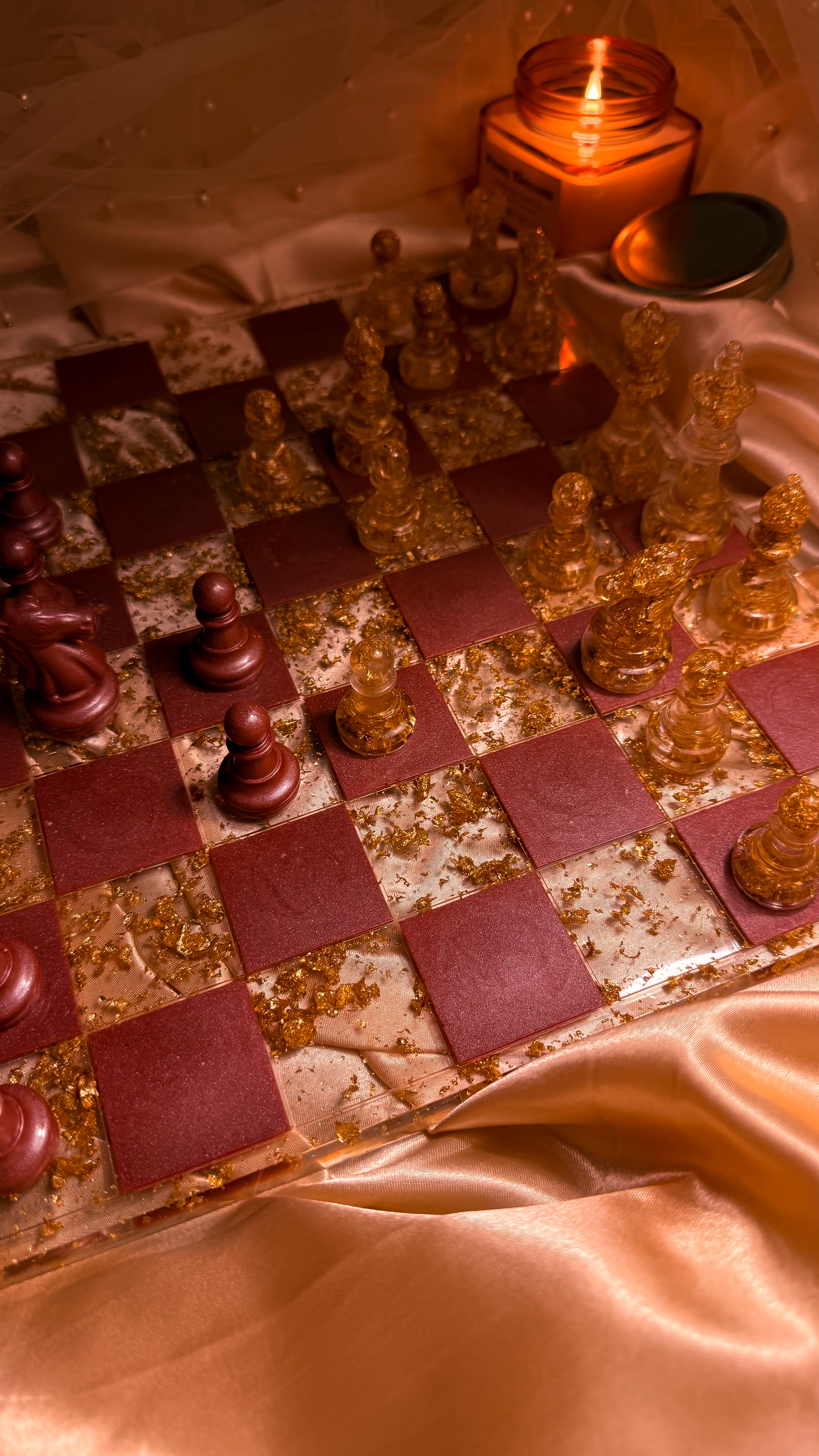 Burgundy Royale Resin Chess Set — view 3