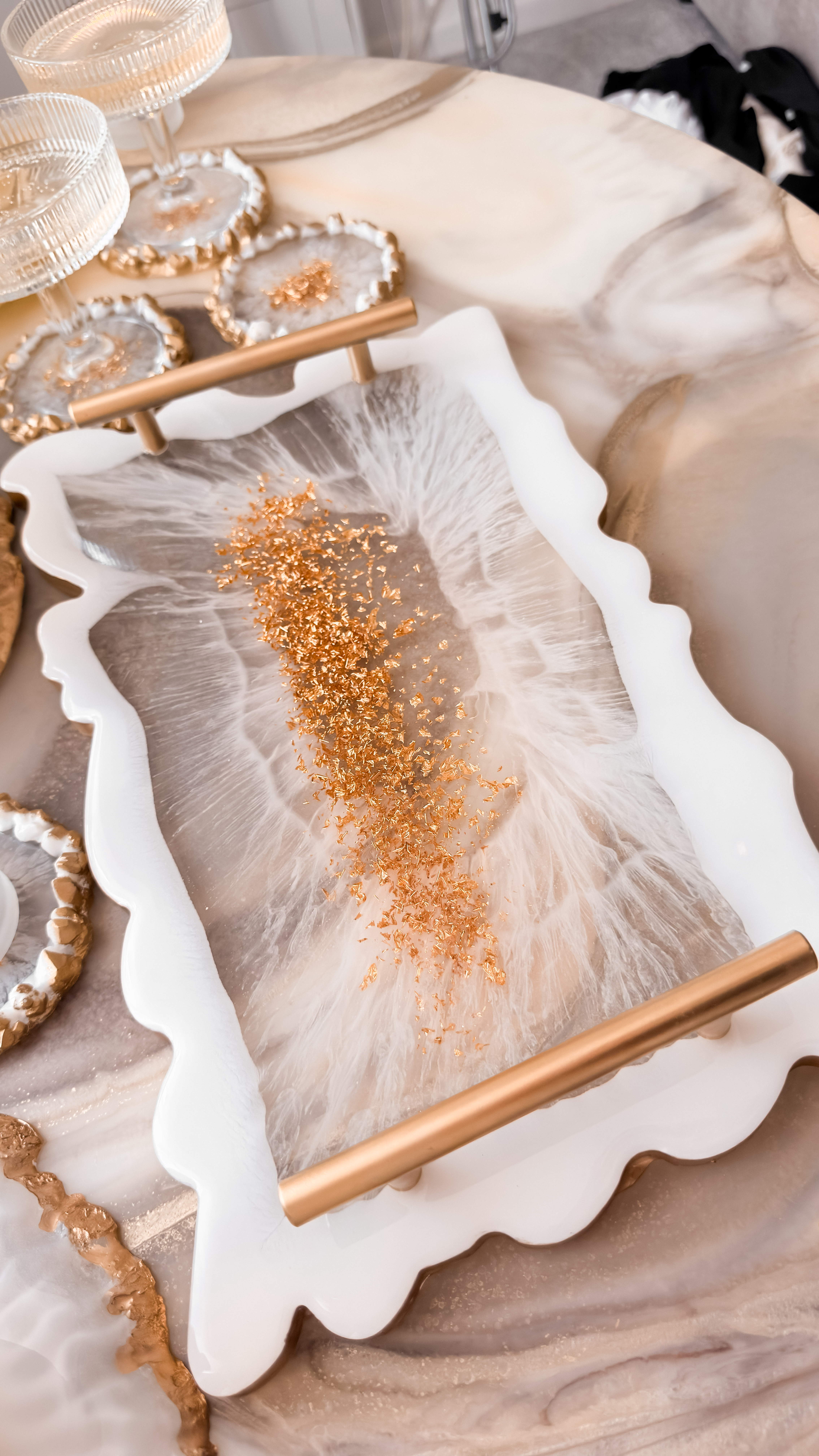 Ivory Veil Resin Serving Tray — view 5