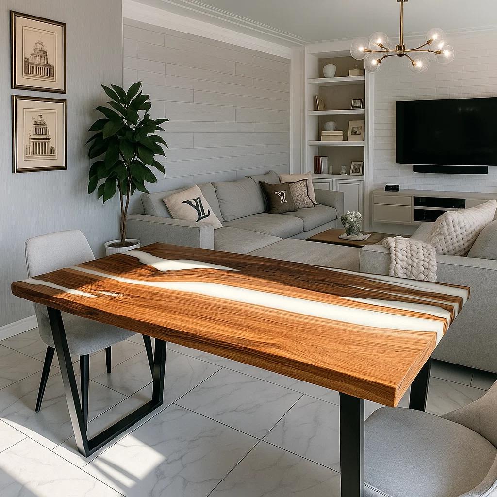 Handmade Wood & Epoxy Resin Dining Table — view 2