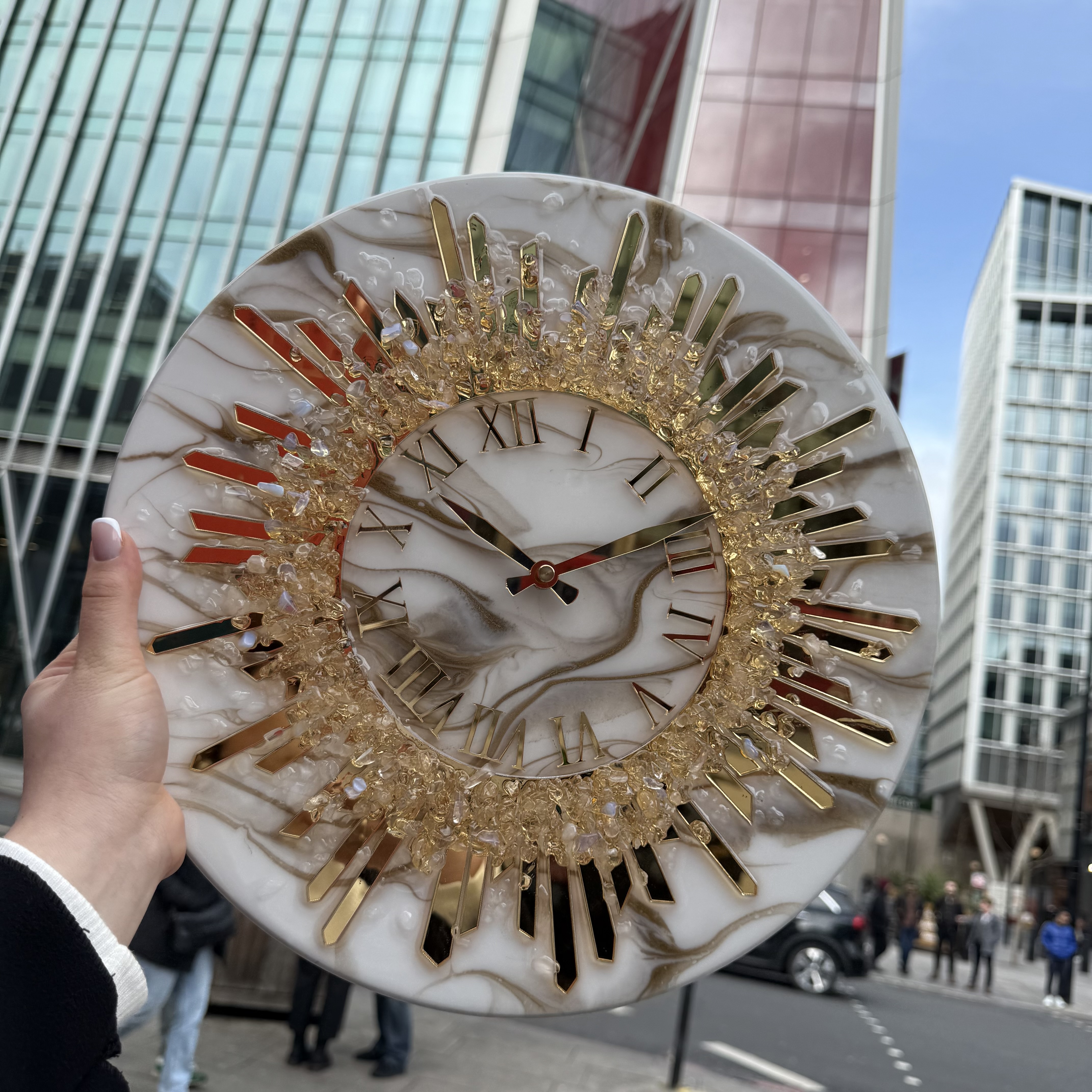 Golden Halo Geode Resin Wall Clock — view 5