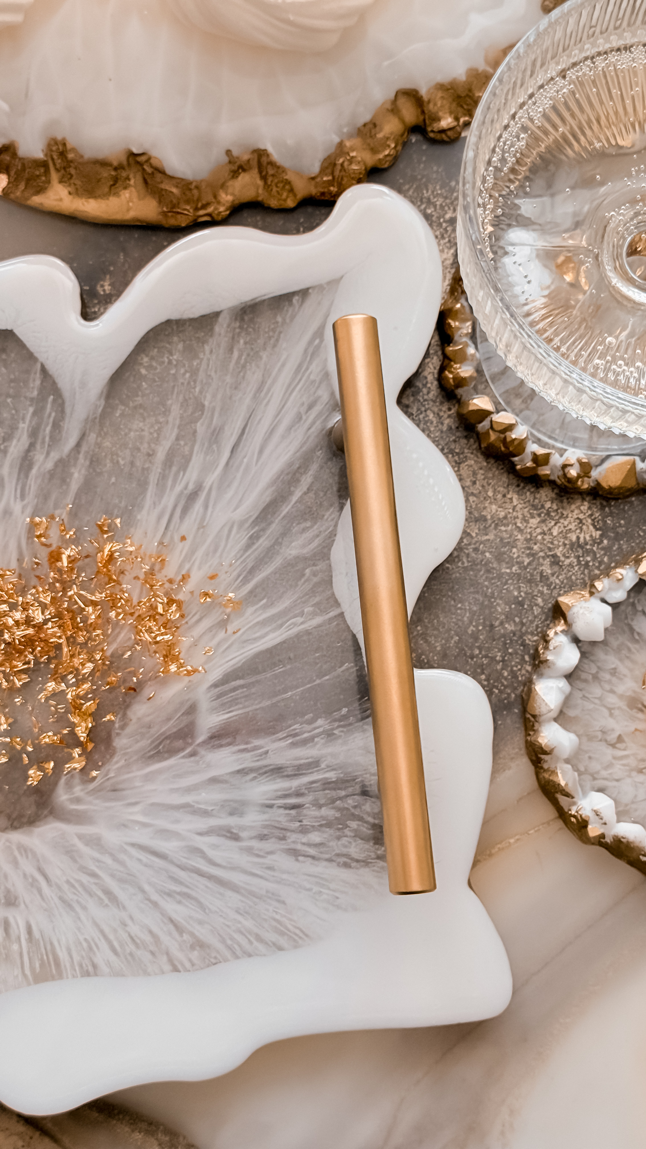 Ivory Veil Resin Serving Tray — view 4