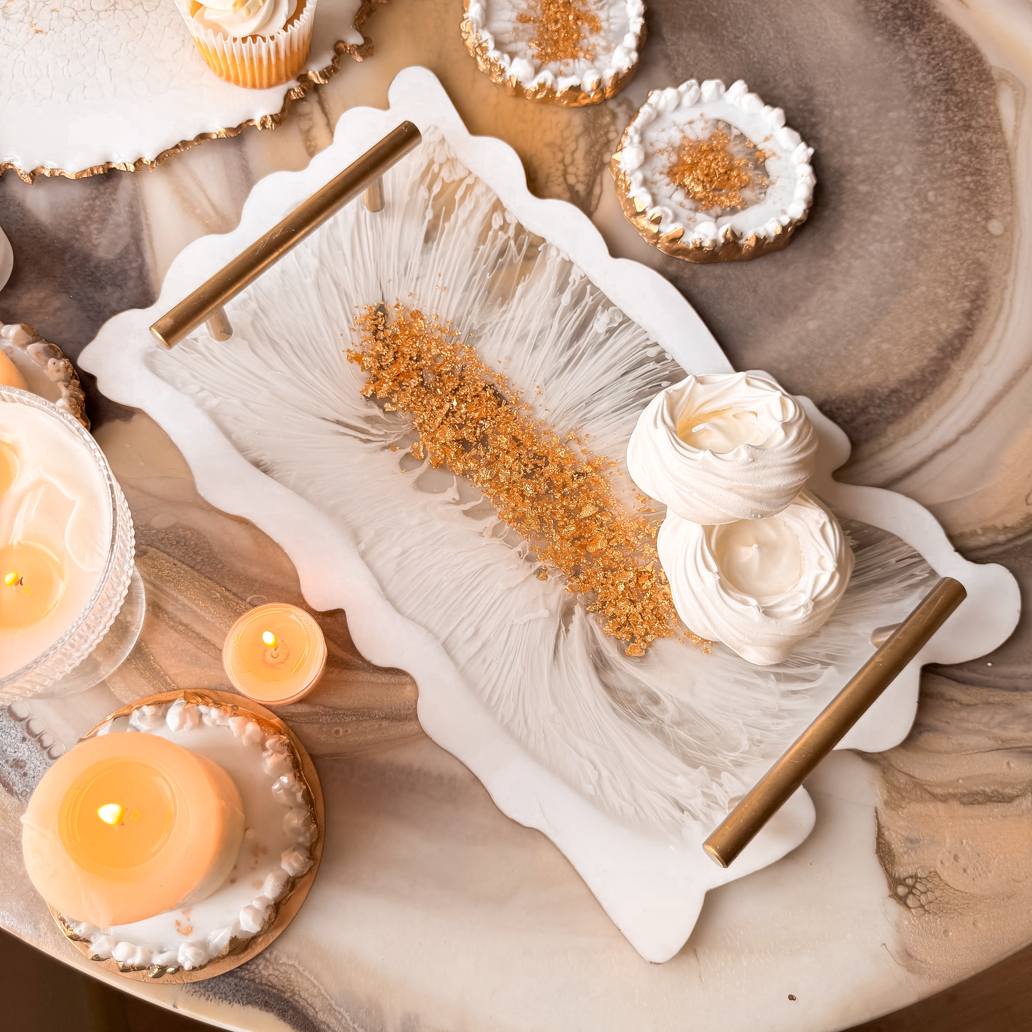 Ivory Veil Resin Serving Tray — view 3