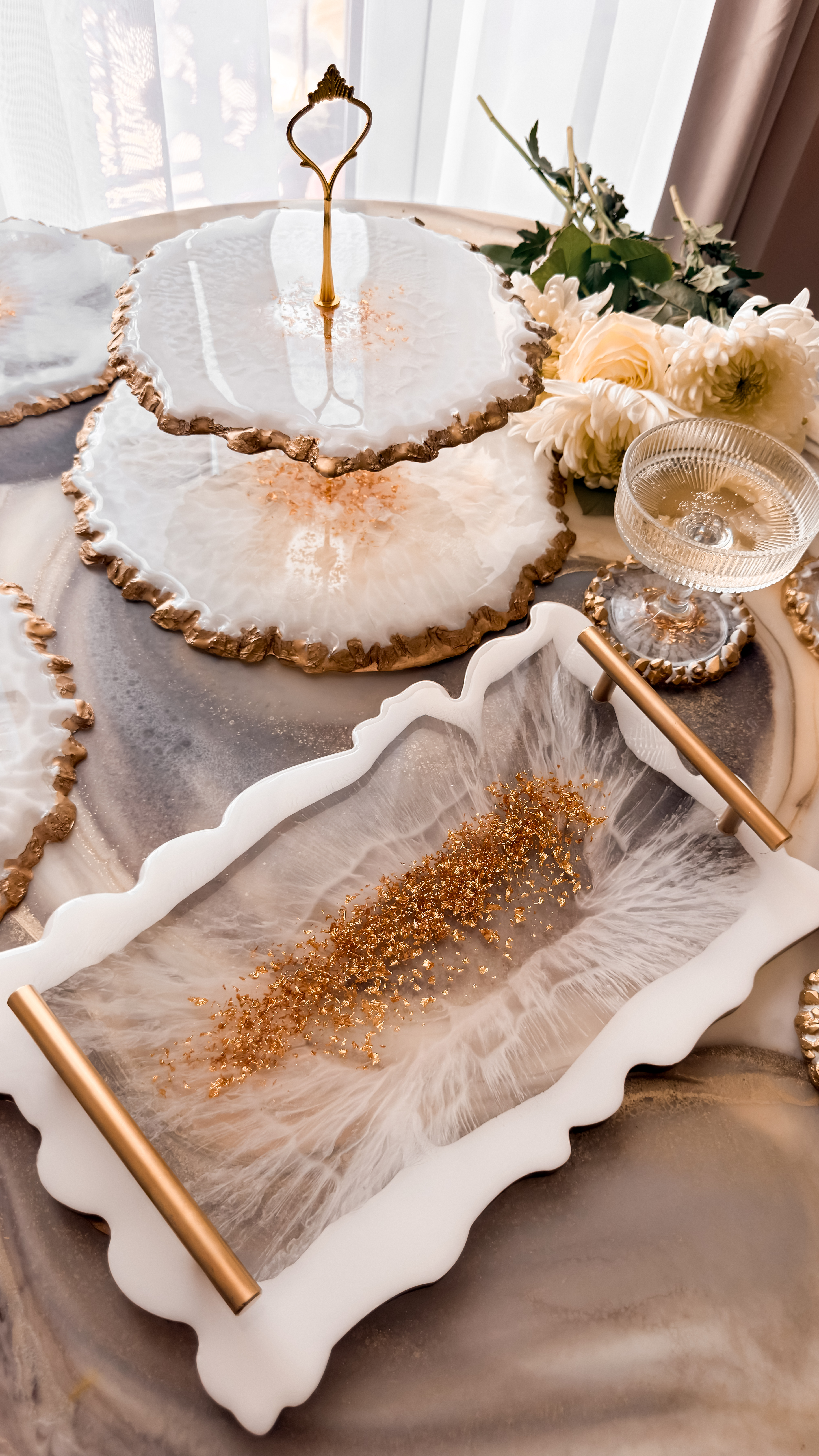 Ivory Veil Two-Tier Serving Stand — view 5