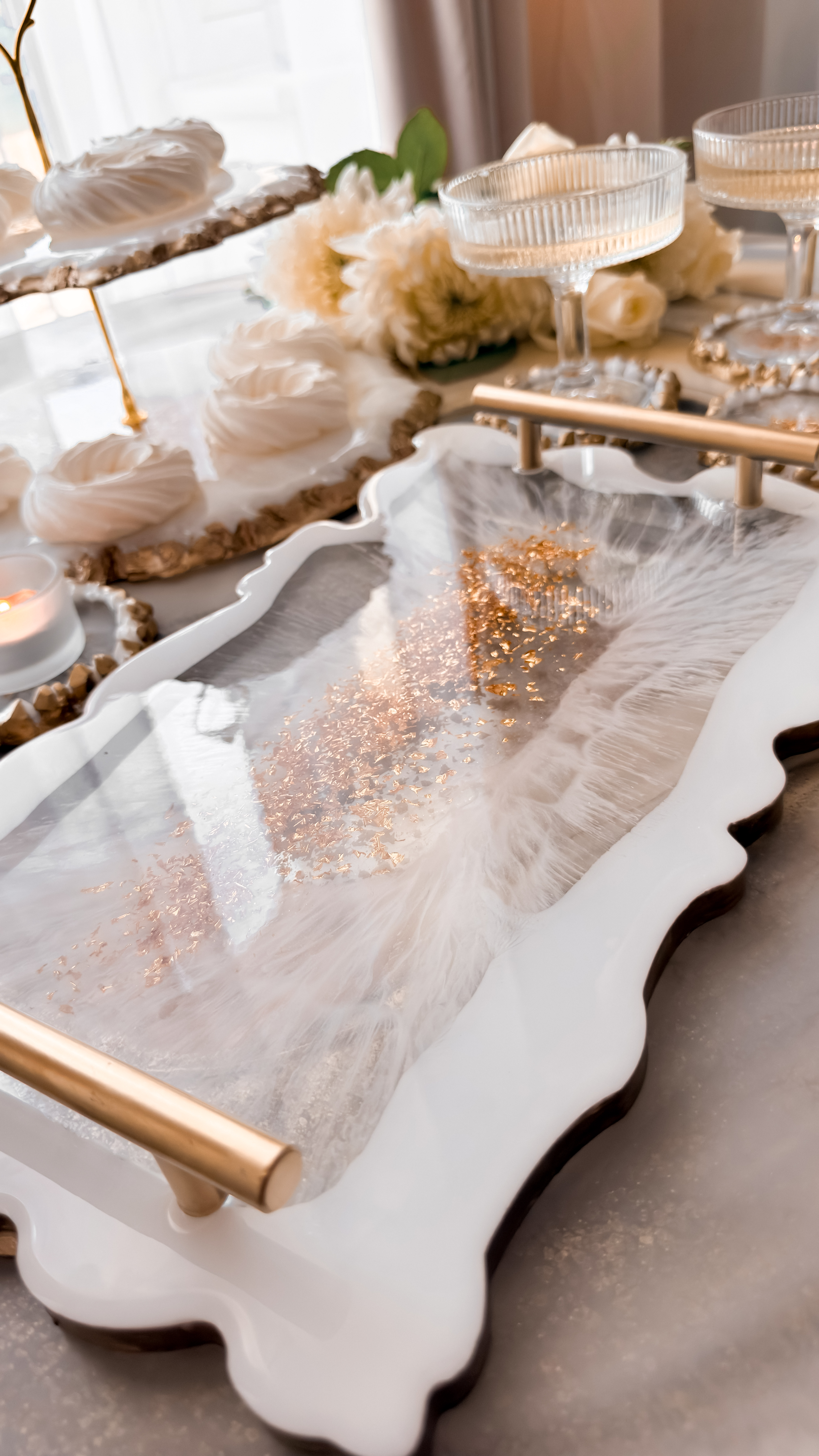 Ivory Veil Resin Serving Tray — view 7