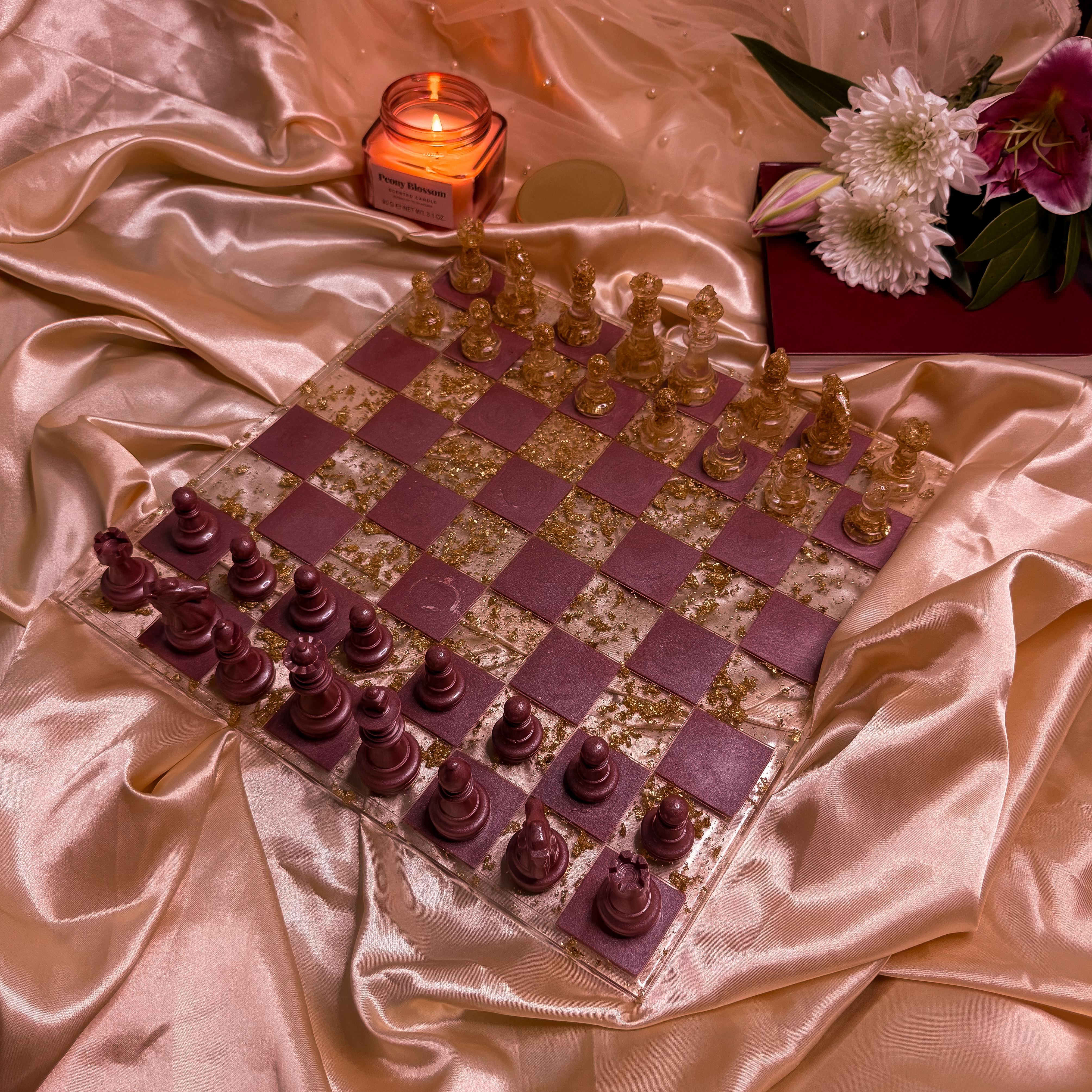 Burgundy Royale Resin Chess Set — view 6
