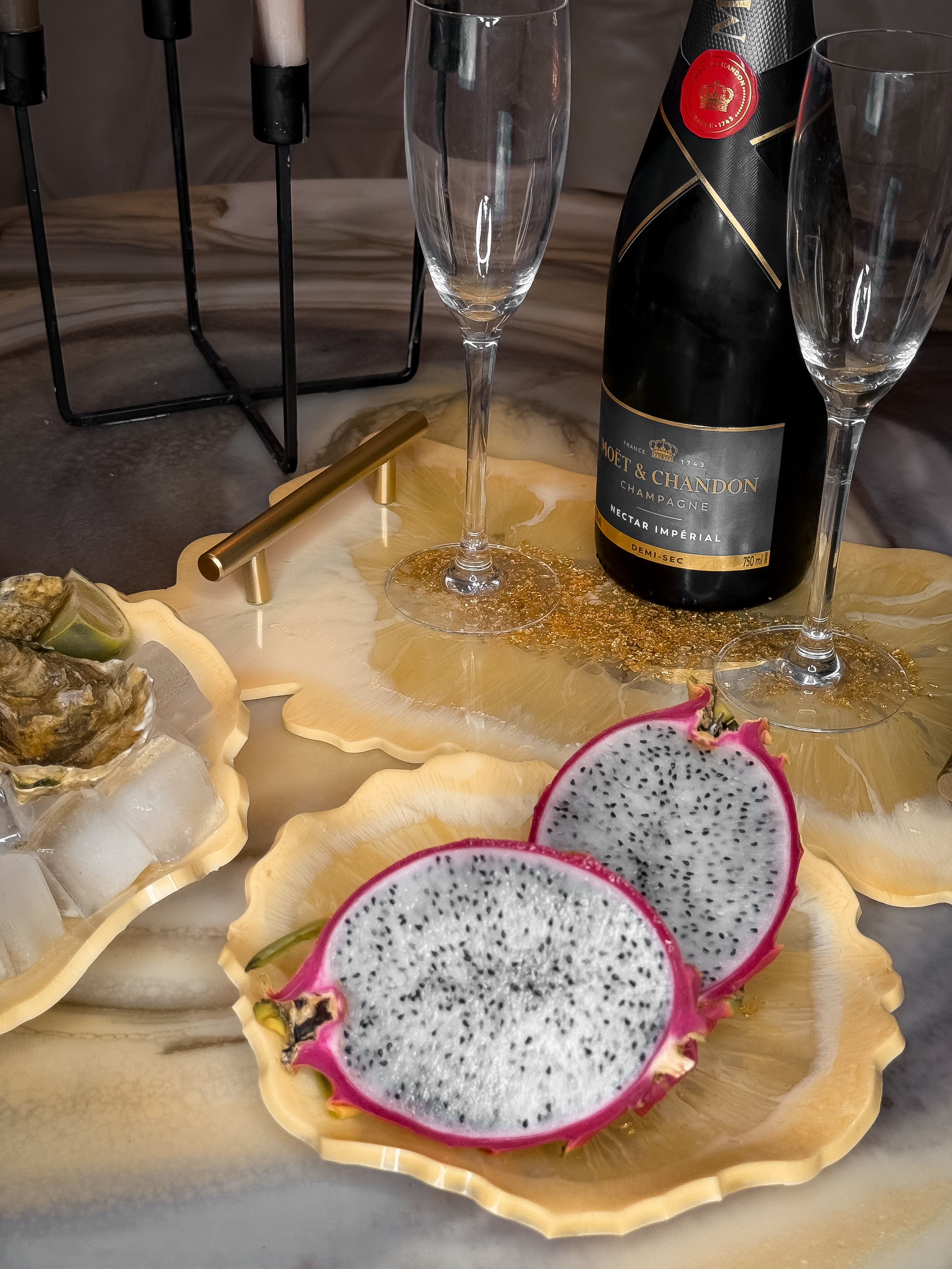 Champagne Bloom Resin Serving Tray — view 4