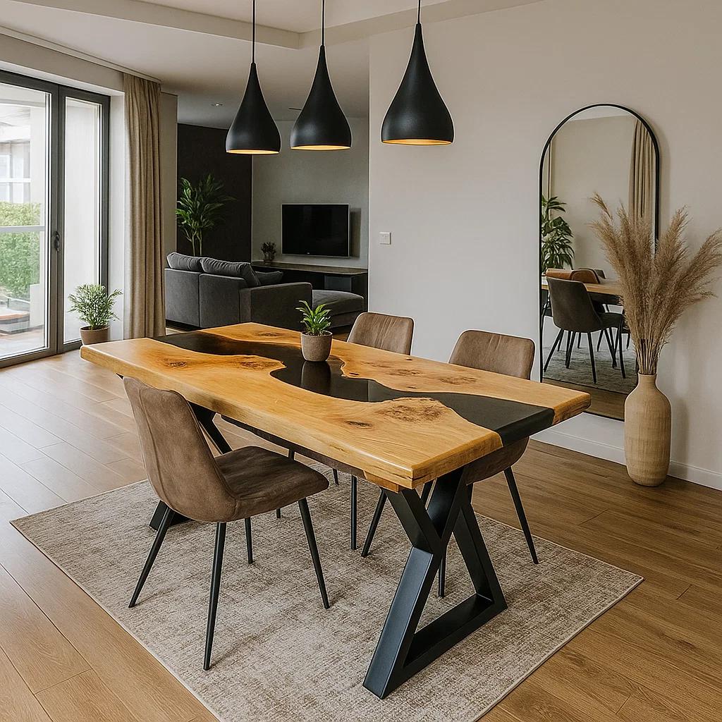 Noir River Wood & Resin Dining Table — view 2