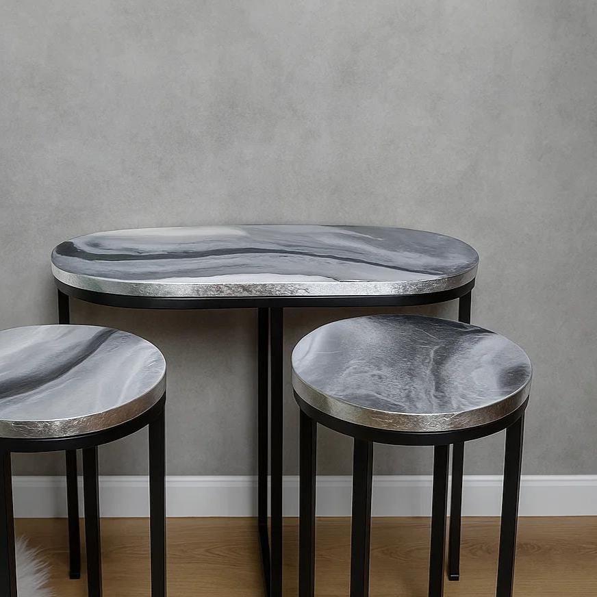 Silver Veil Nesting Tables — Set of Three — view 8