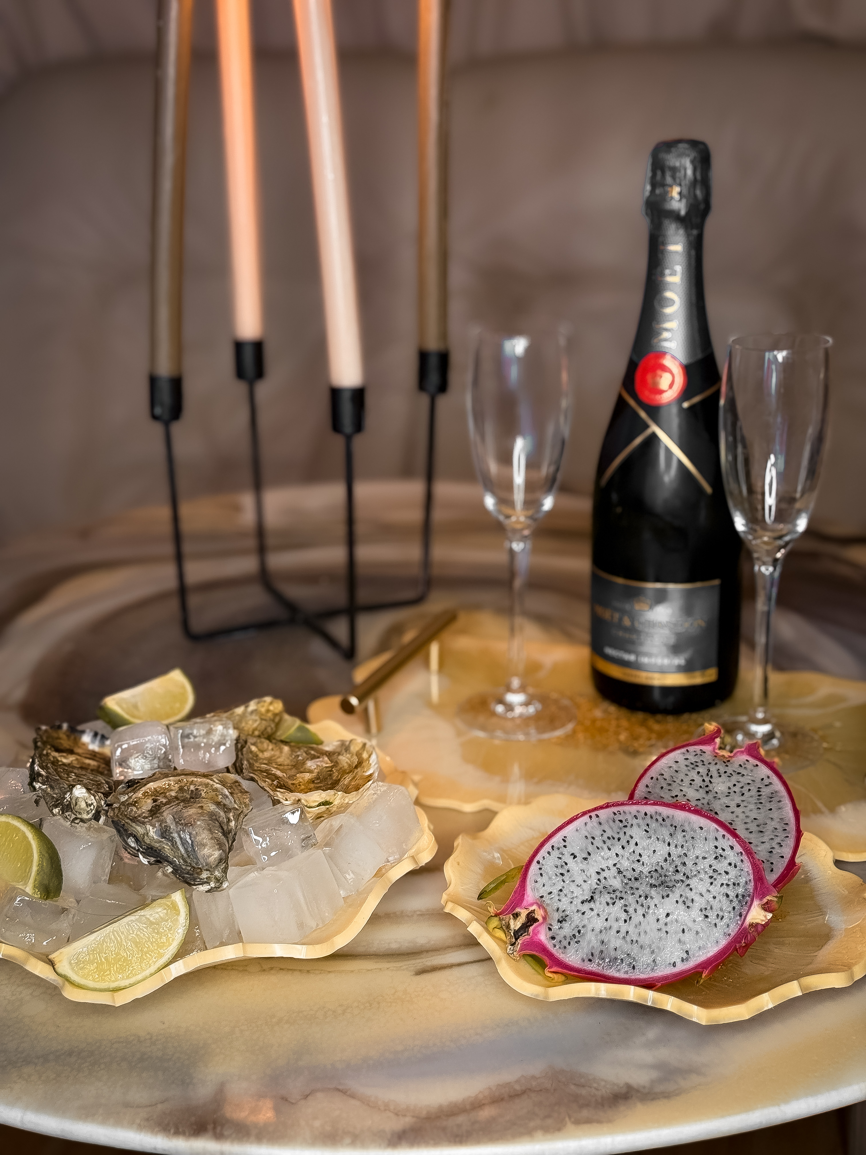 Champagne Bloom Resin Serving Tray — view 3