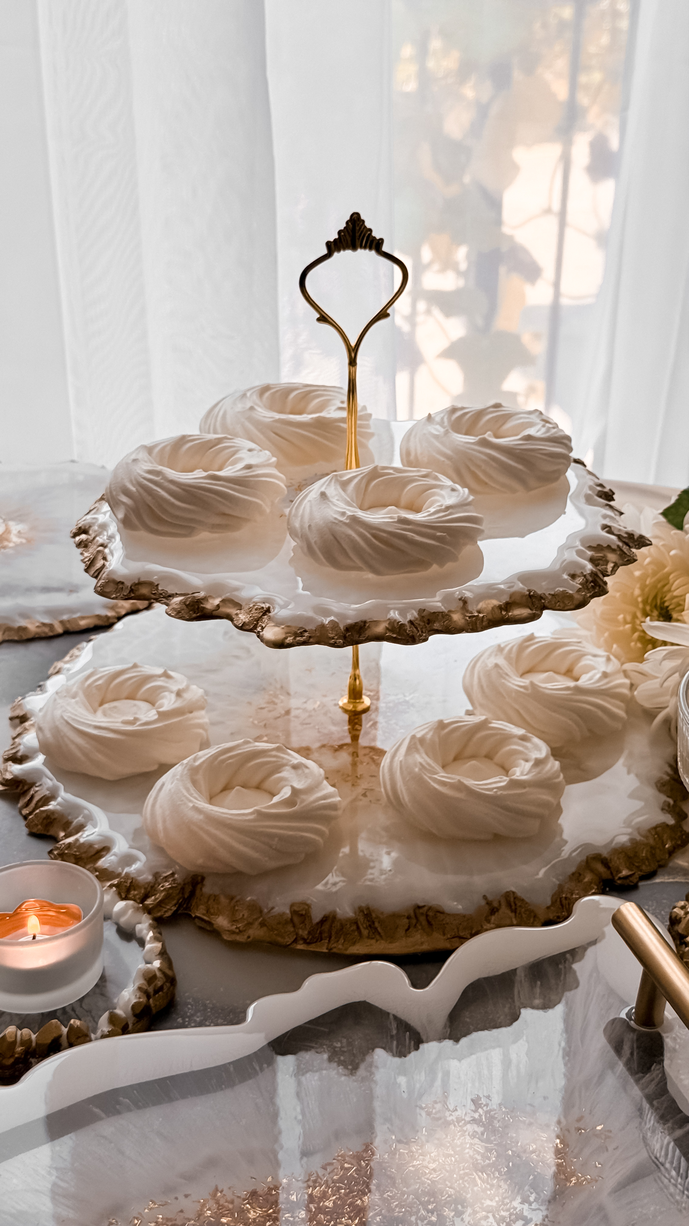 Ivory Veil Two-Tier Serving Stand — view 1