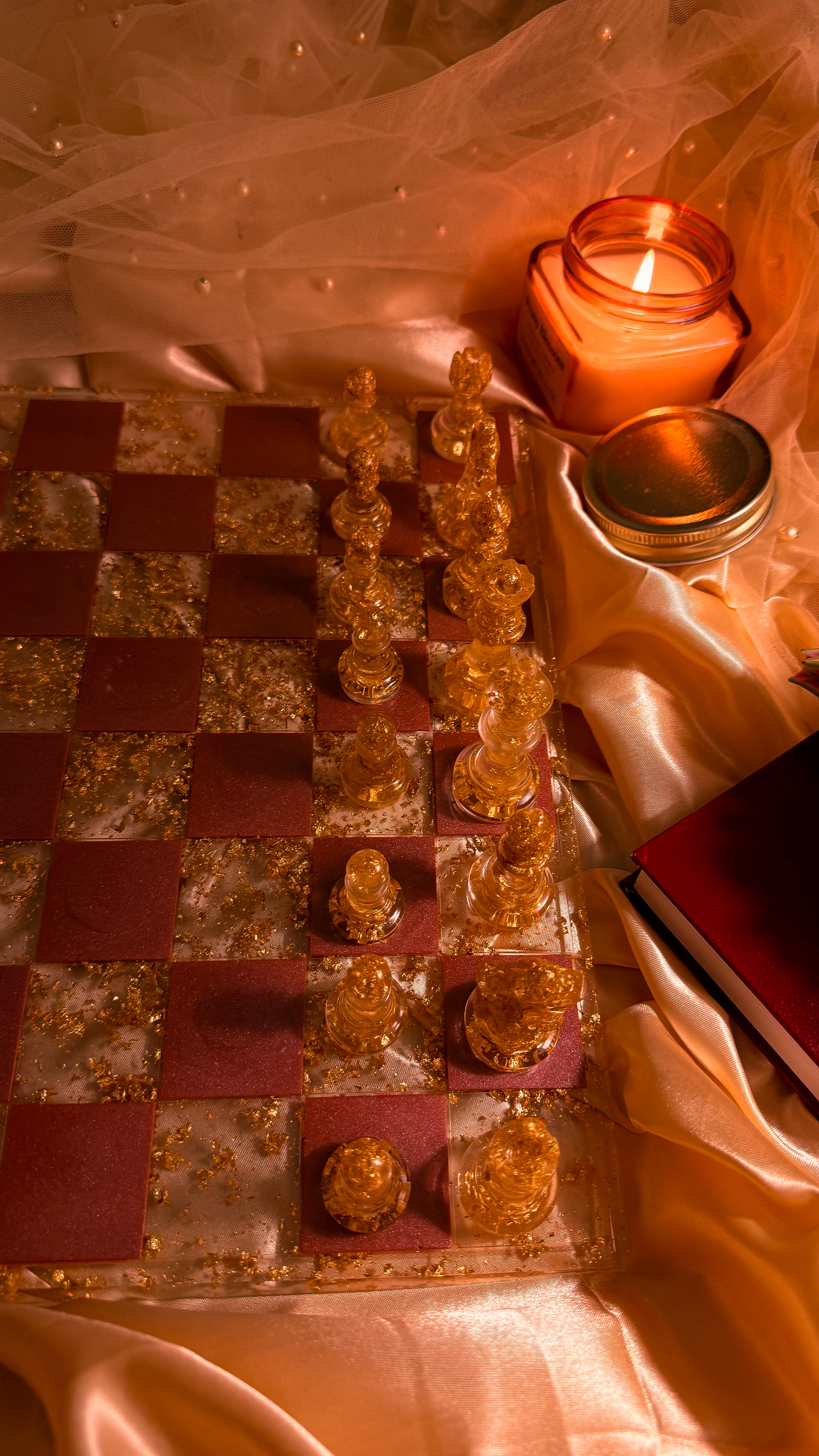 Burgundy Royale Resin Chess Set — view 4