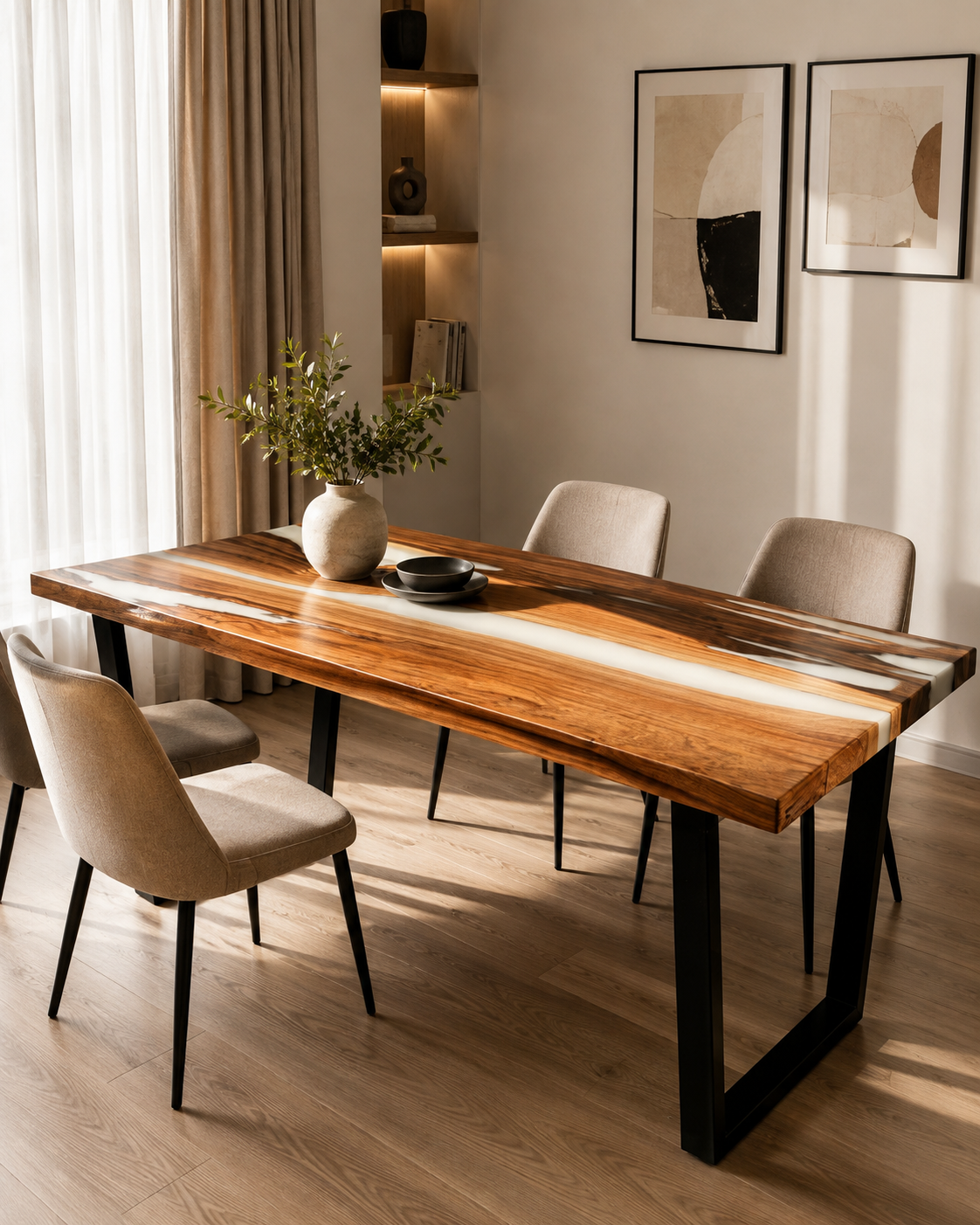 Handmade Wood & Epoxy Resin Dining Table — view 6