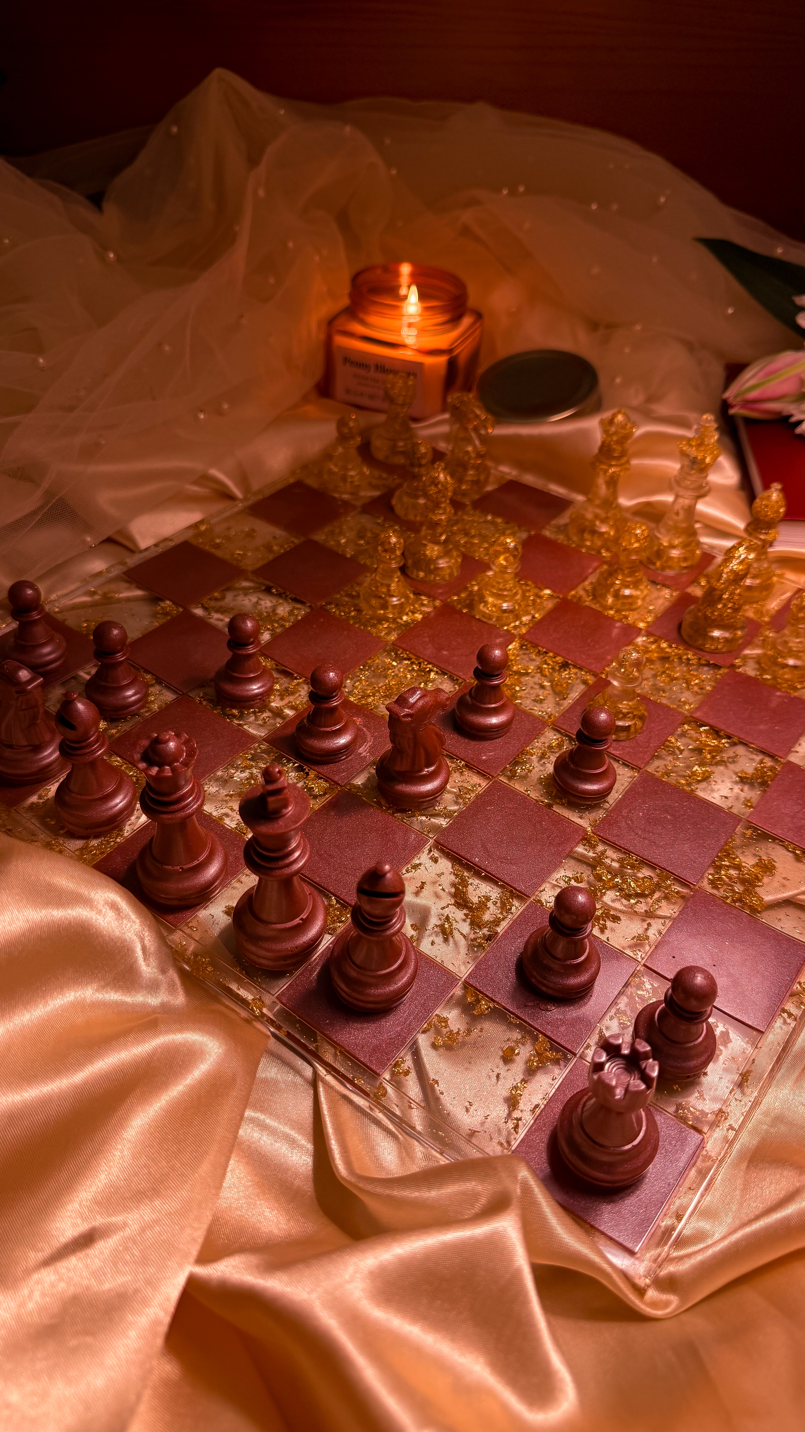Burgundy Royale Resin Chess Set — view 1