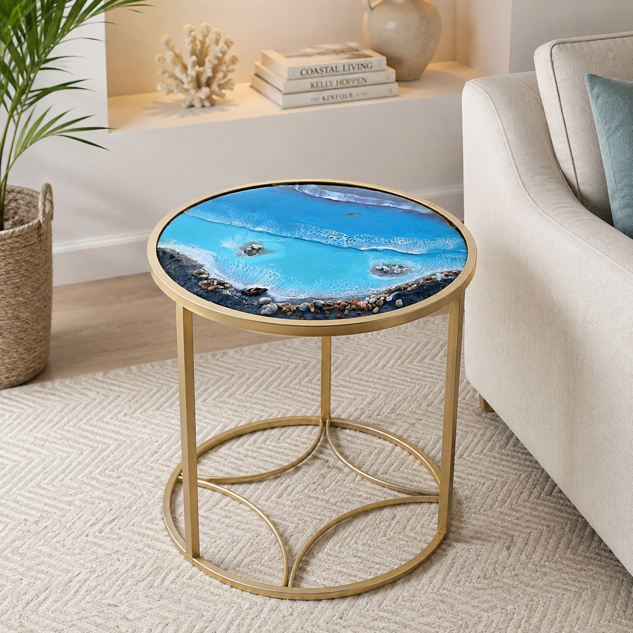 Azure Shore Resin Side Table