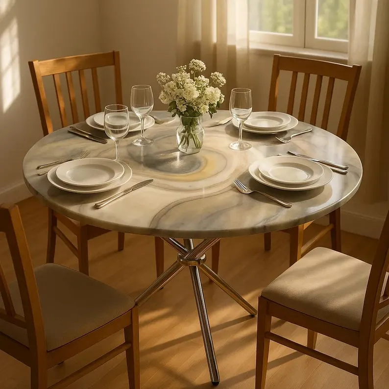 Luxury Resin Dining Table — Ivory & Smoke — view 2