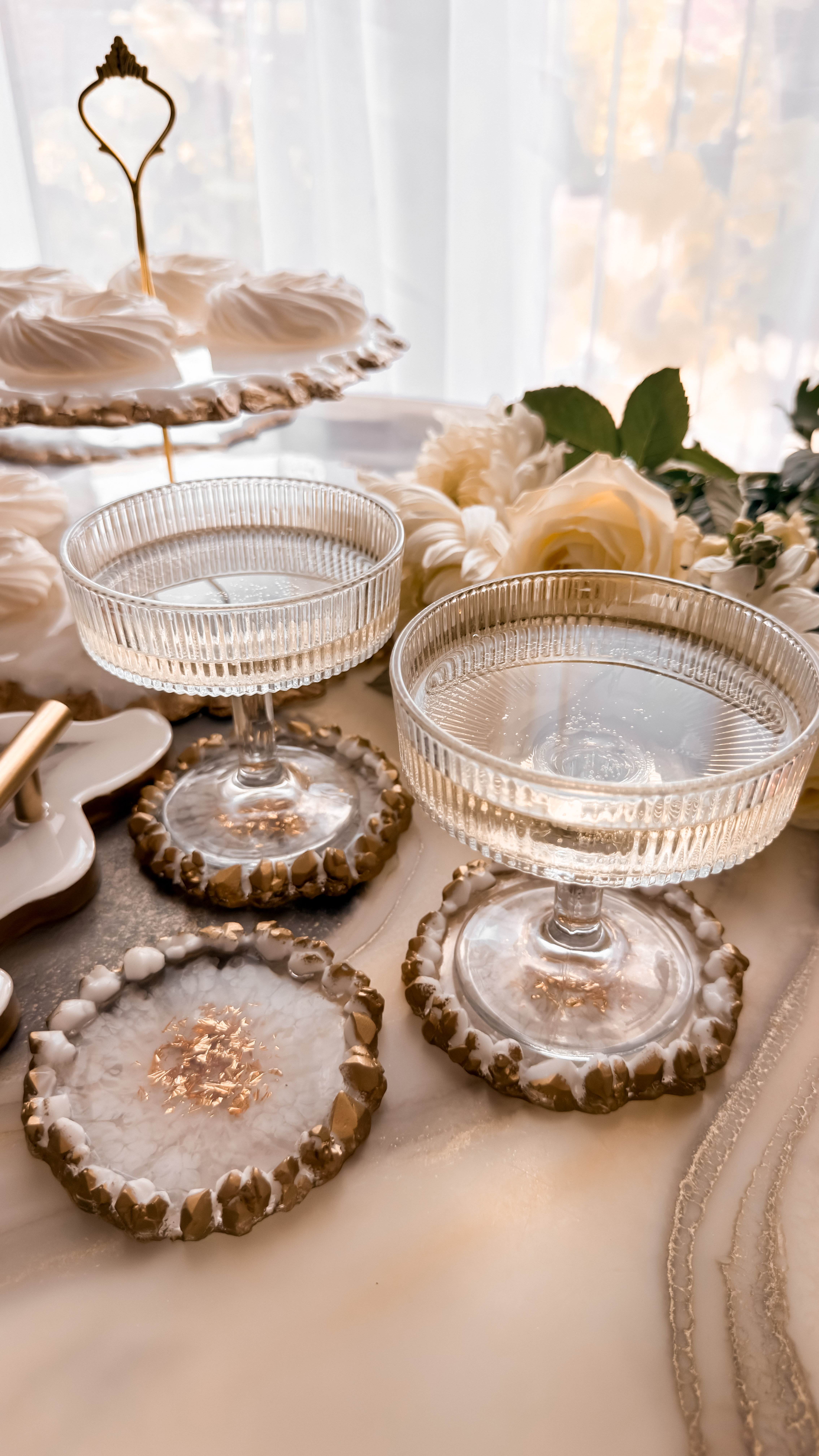 Ivory Veil Resin Coaster Set — view 4