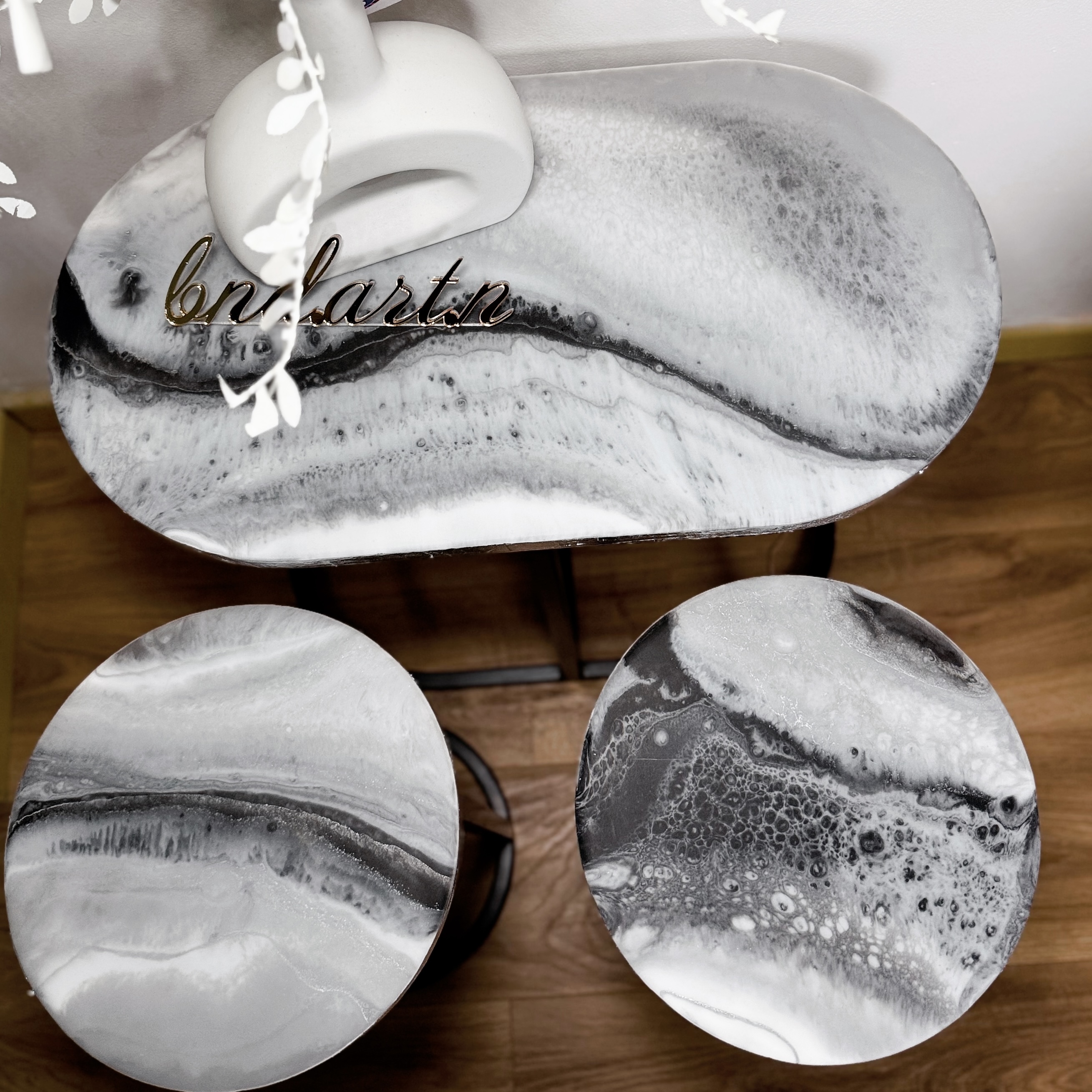Silver Veil Nesting Tables — Set of Three — view 3