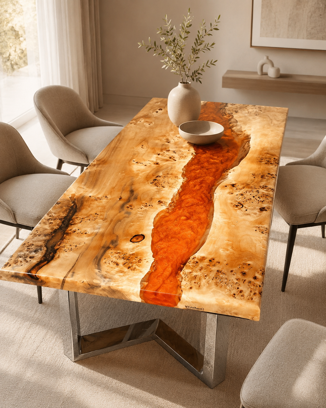 Amber River Poplar Burl Dining Table — view 3