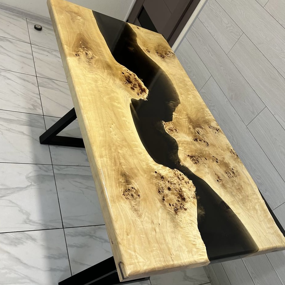 Noir River Wood & Resin Dining Table — view 4