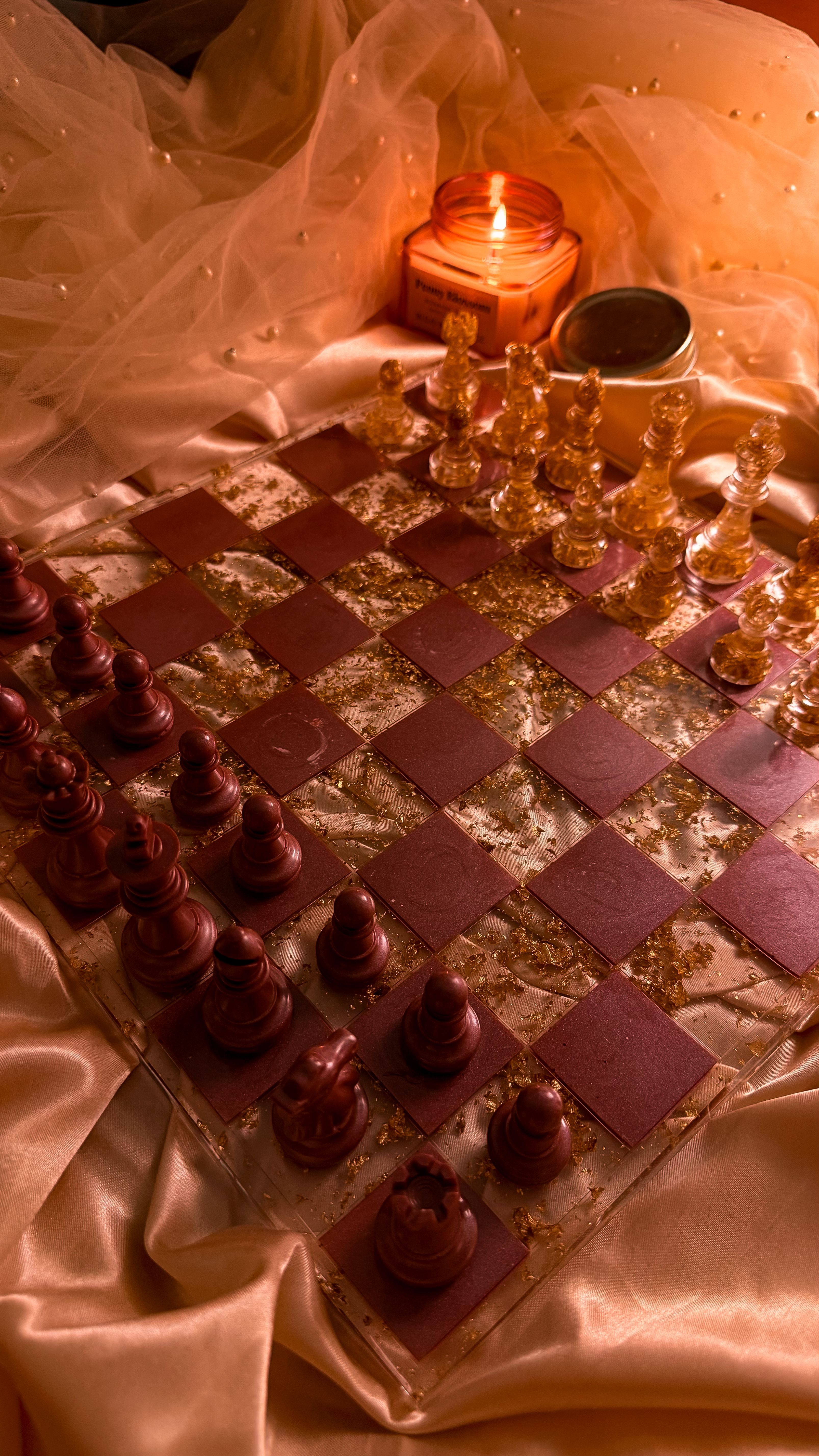 Burgundy Royale Resin Chess Set — view 5
