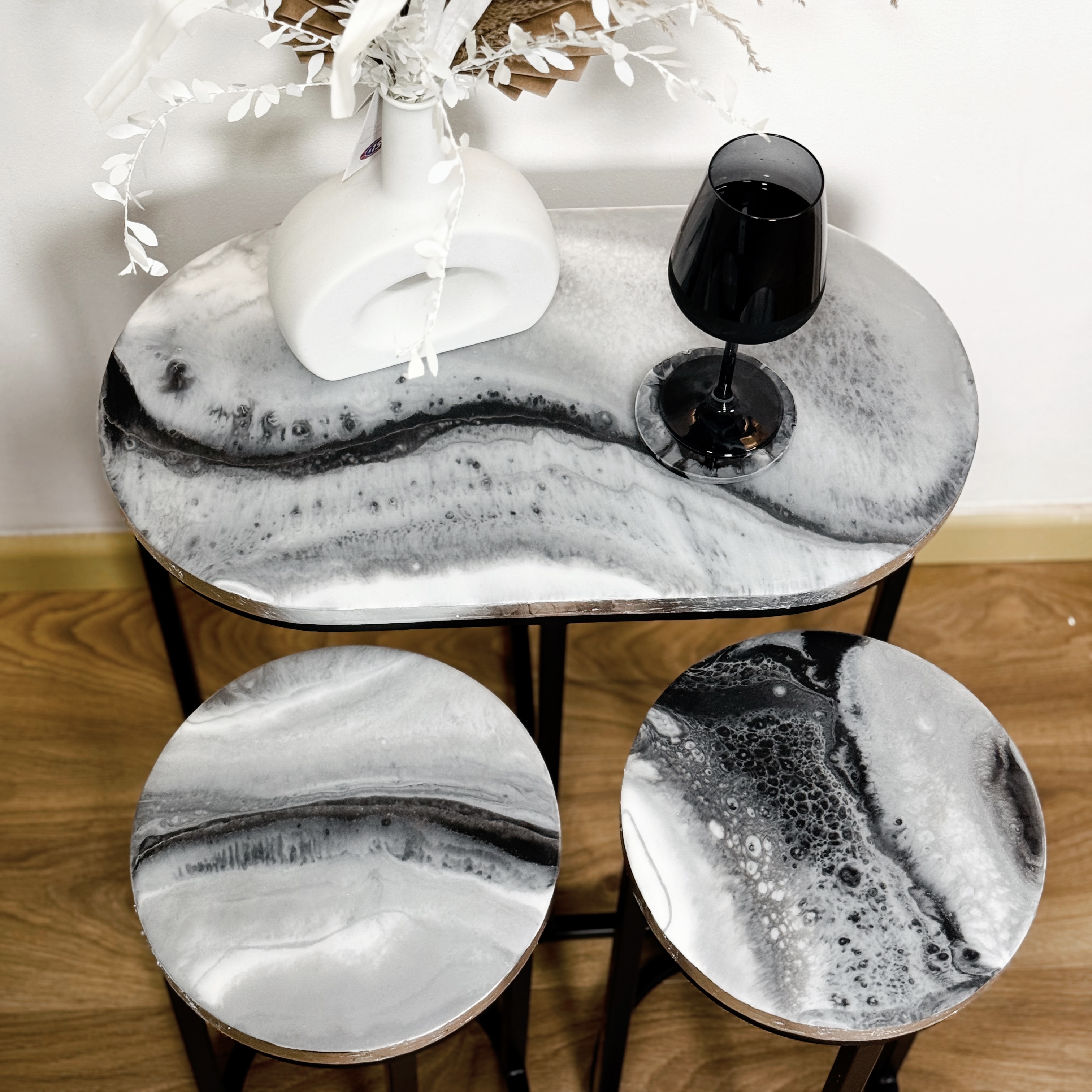 Silver Veil Nesting Tables — Set of Three — view 6