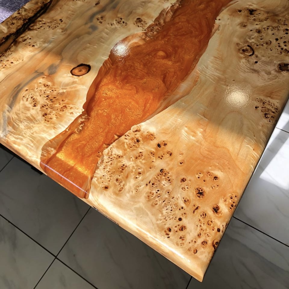 Amber River Poplar Burl Dining Table — view 4