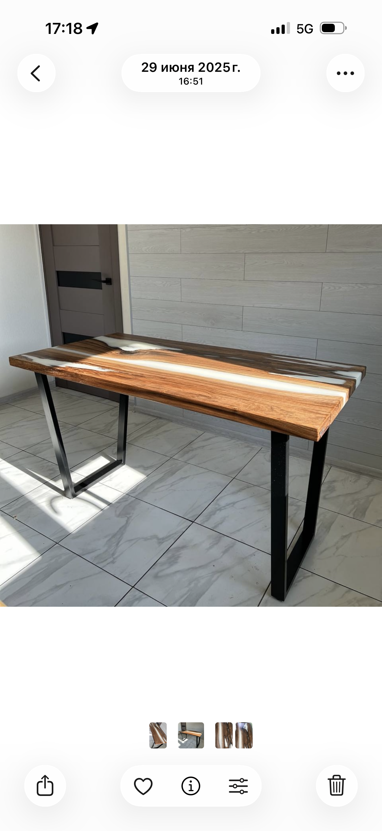 Handmade Wood & Epoxy Resin Dining Table — view 5