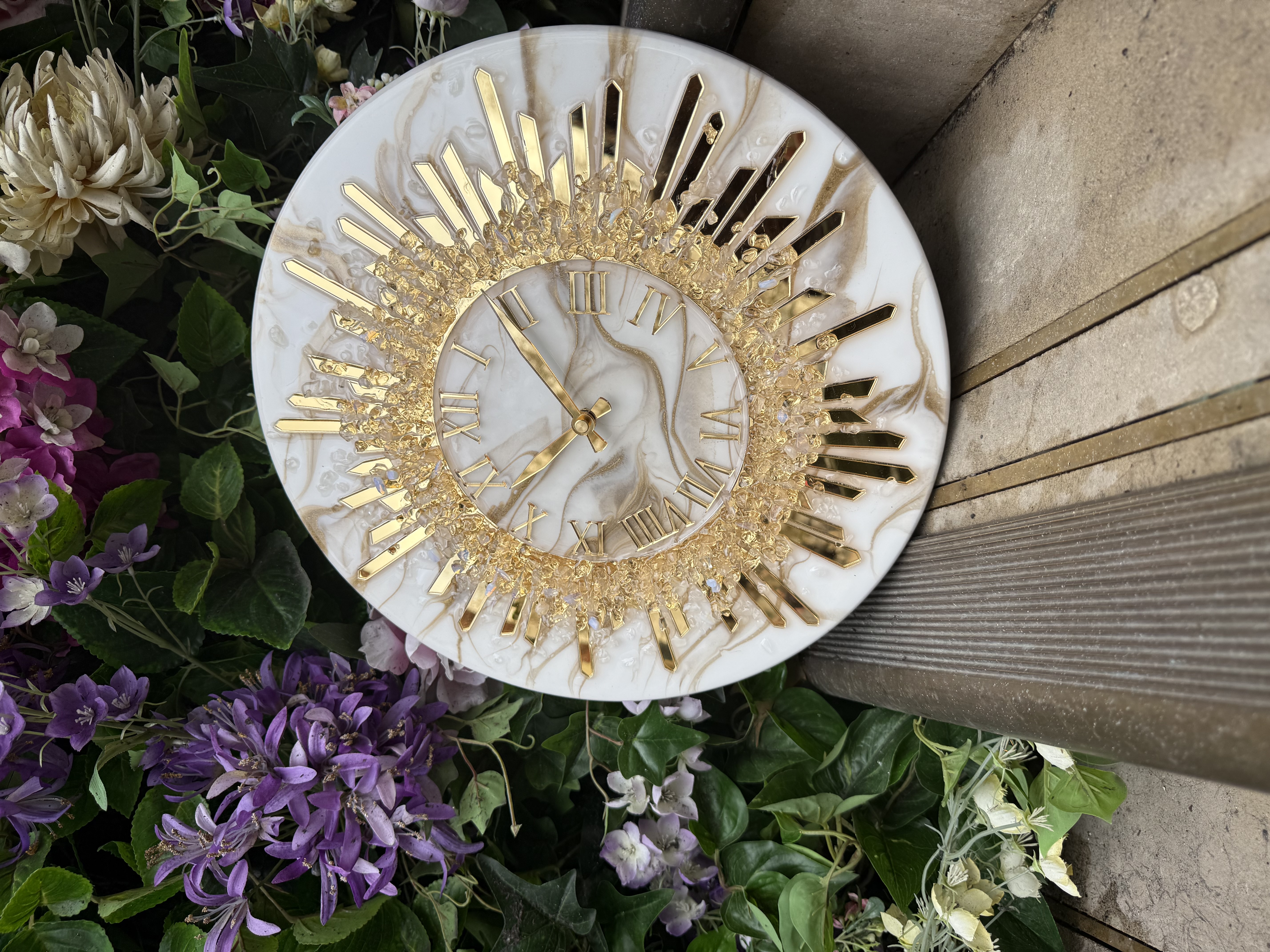 Golden Halo Geode Resin Wall Clock — view 4