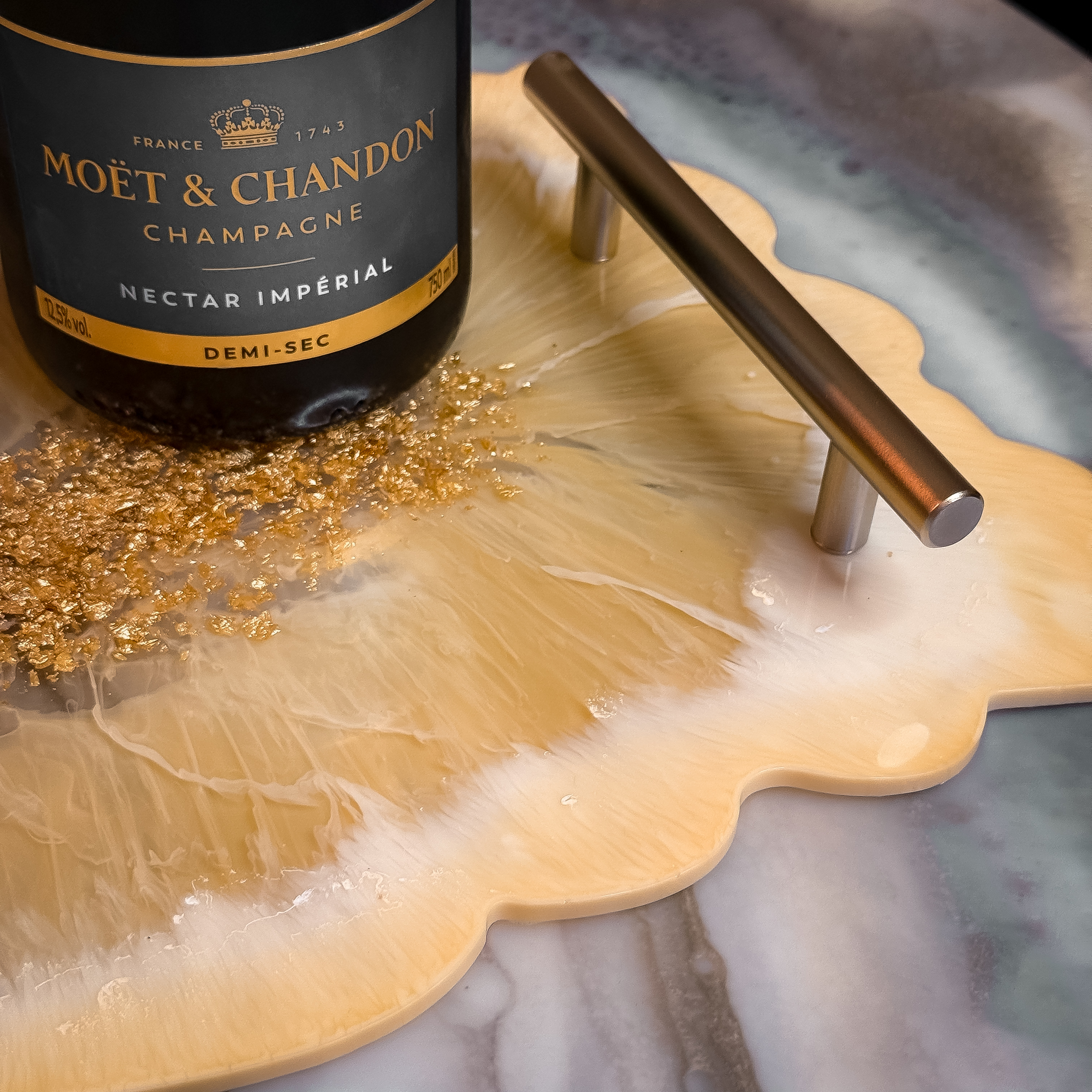 Champagne Bloom Resin Serving Tray — view 5